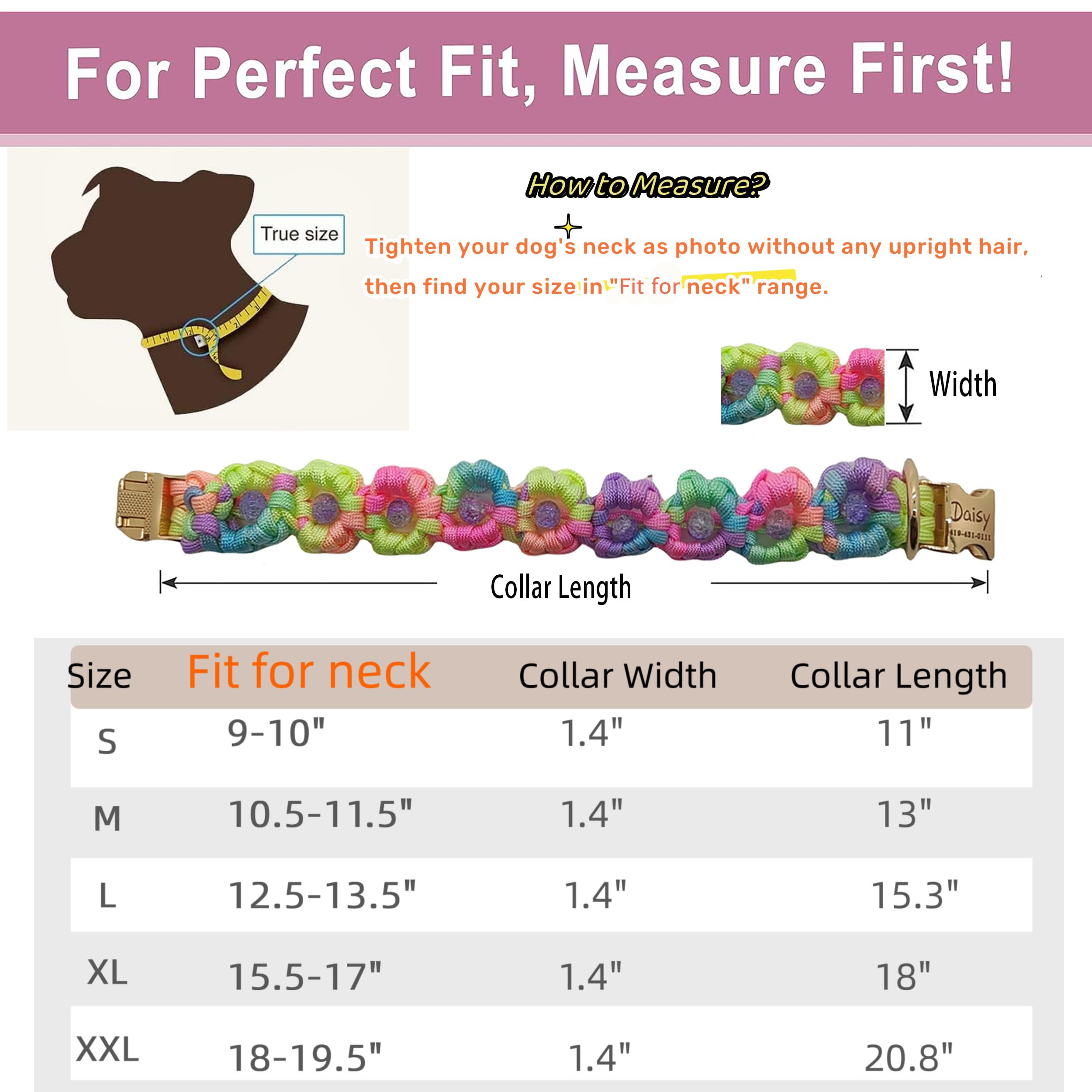 Handwoven Paracord Flower Dog Collar with Quick Release Buckle - Adjustable Pet Collar for Small, Medium, Large & XL Dogs (15.5-17