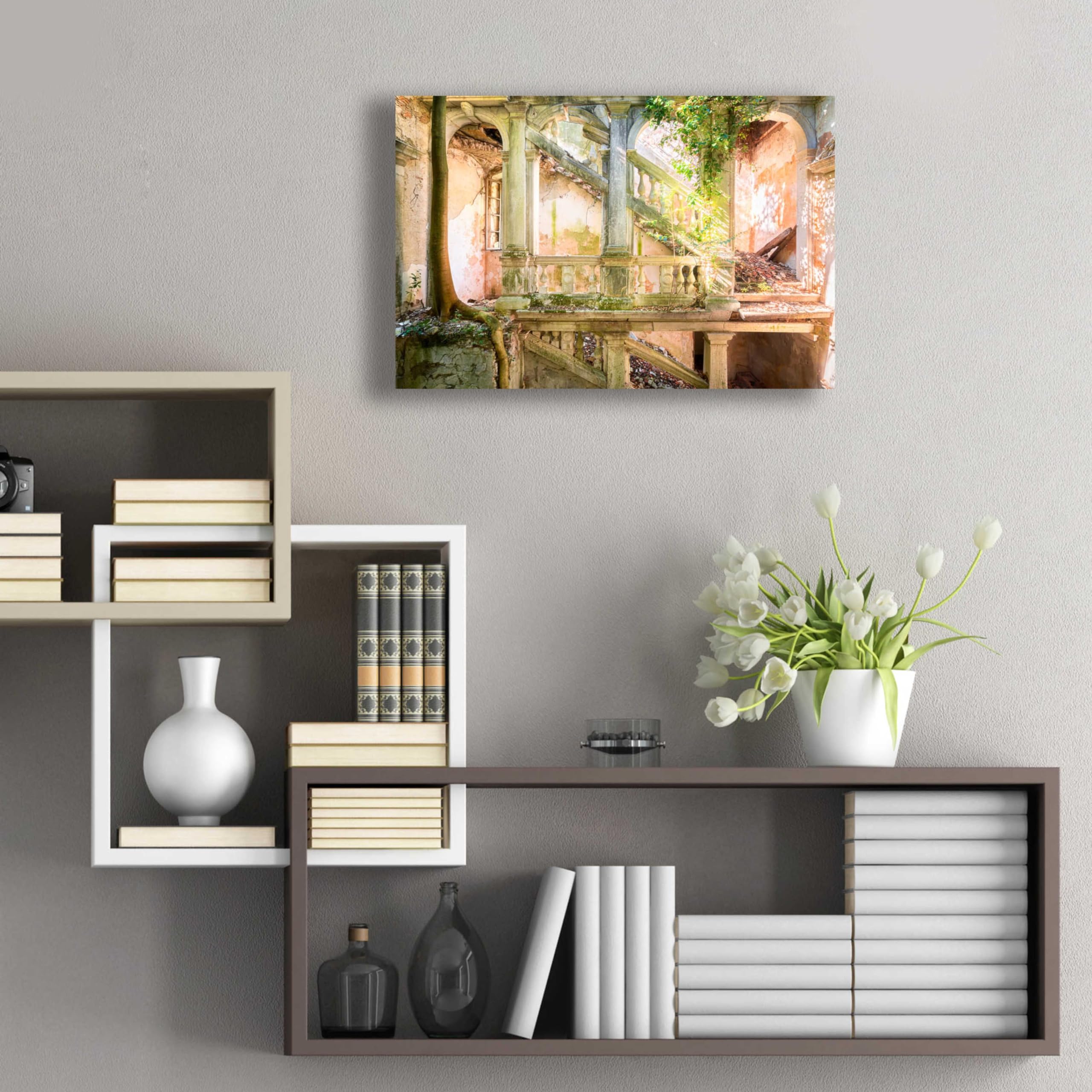 Roman Robroek 'Poetic Villa Ruin' Acrylic Glass Wall Art - 24x16 Inches Modern Abstract Painting for Living Room, Bedroom & Office Decor