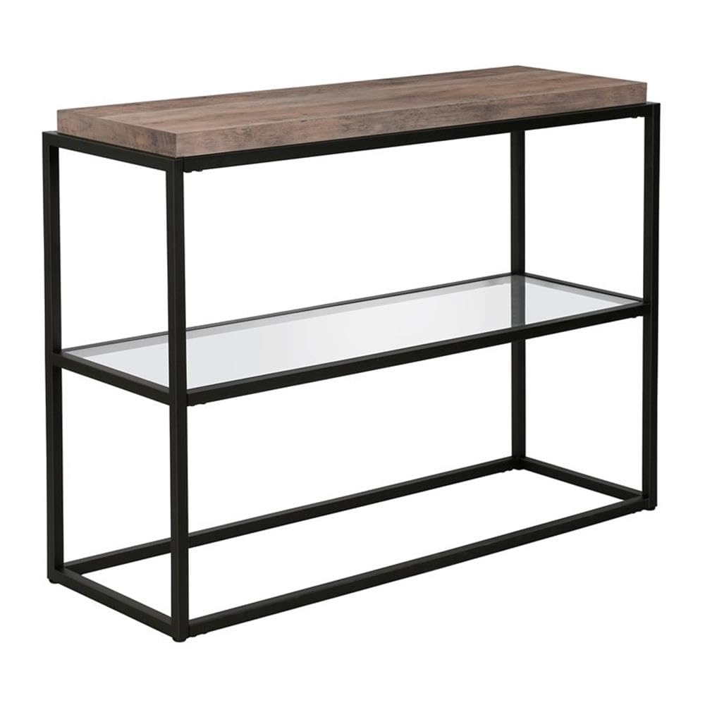 Henn&Hart 42 Inch Blackened Bronze Metal and Glass Console Table - Entryway Sofa Table, Hallway Accent Furniture for Living Room, Foyer & Bedroom Decor