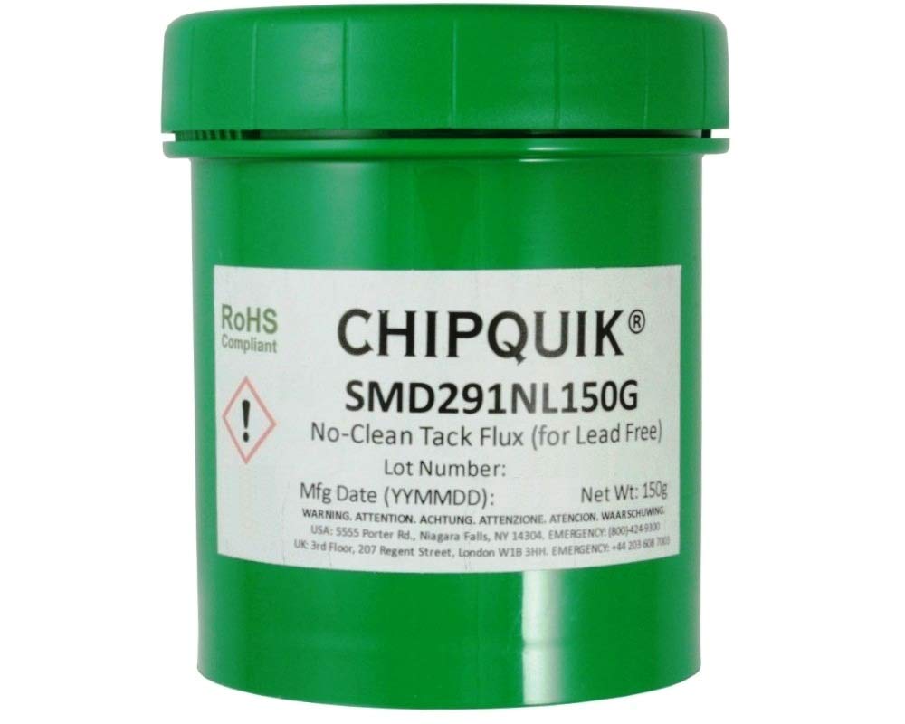 Chip Quik SMD291NL150G No Clean SMD Tack Flux - 150g Jar for Electronics Repair & PCB Soldering | Ideal for SMD Component Removal & Circuit Board Maintenance