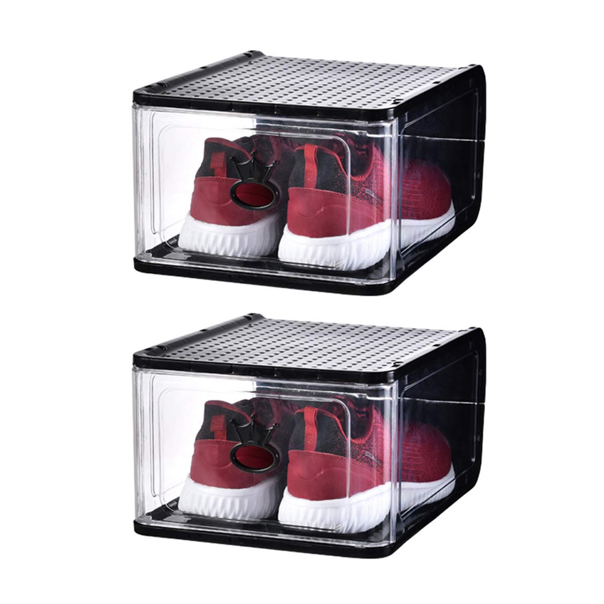 5-Pack Clear Collapsible Shoe Storage Boxes - Transparent Plastic Shoe Organizer for Sneakers, Boots & Heels | Space-Saving Closet & Underbed Storage Solution for Home, Dorm & Travel