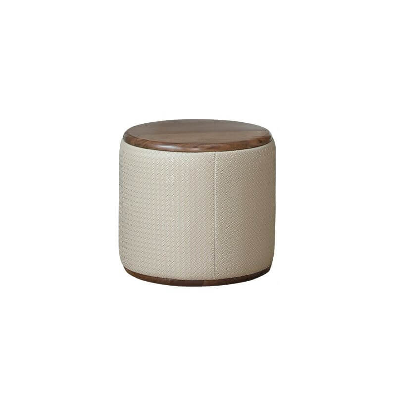 Brown Upholstered Vanity Stool with Solid Wood Frame - Backless Makeup Seat for Bedroom, Dressing Table & Vanity Area