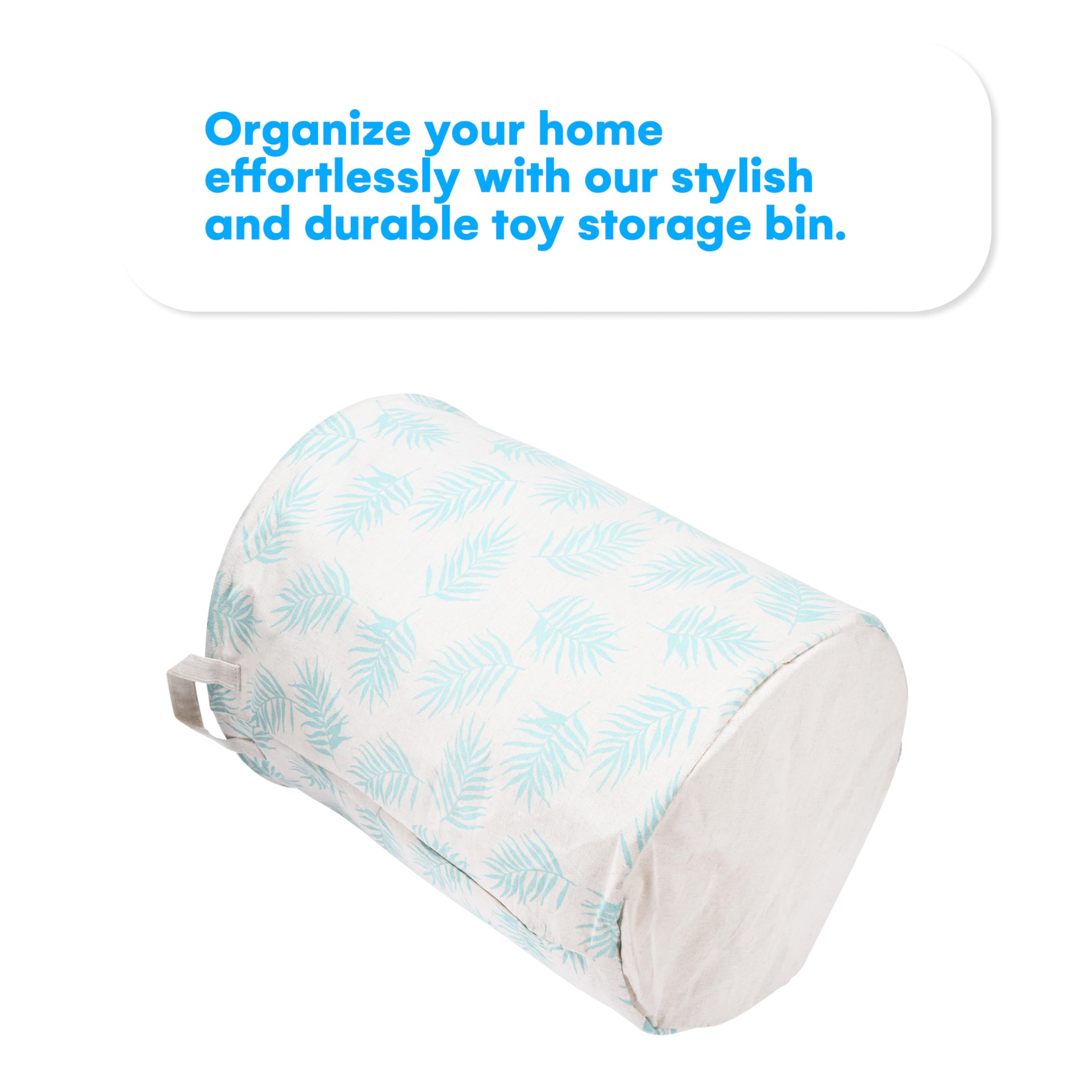 Large Collapsible Storage Bin - Blue Tropical Plant Pattern Toy Box & Laundry Hamper for Baby, Nursery, Bedroom, Closet | Lightweight Organizer for Home, Dorm | Perfect for Kids' Toys, Clothes & Household Storage