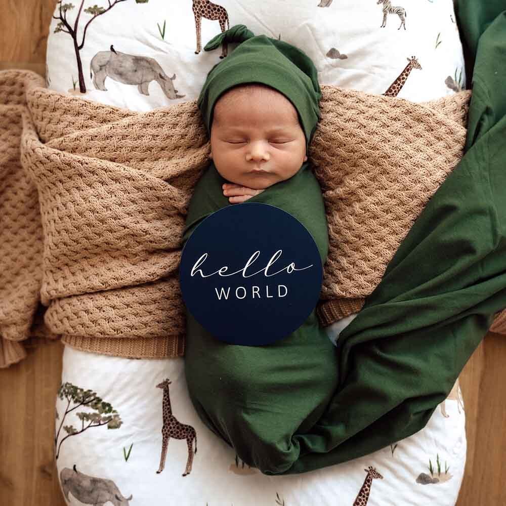Snuggle Hunny Reversible Milestone Baby Photo Cards - Safari & Navy Design for Newborn, 1st Birthday & Monthly Growth Tracking | Perfect for Baby Shower Gifts & Nursery Decor