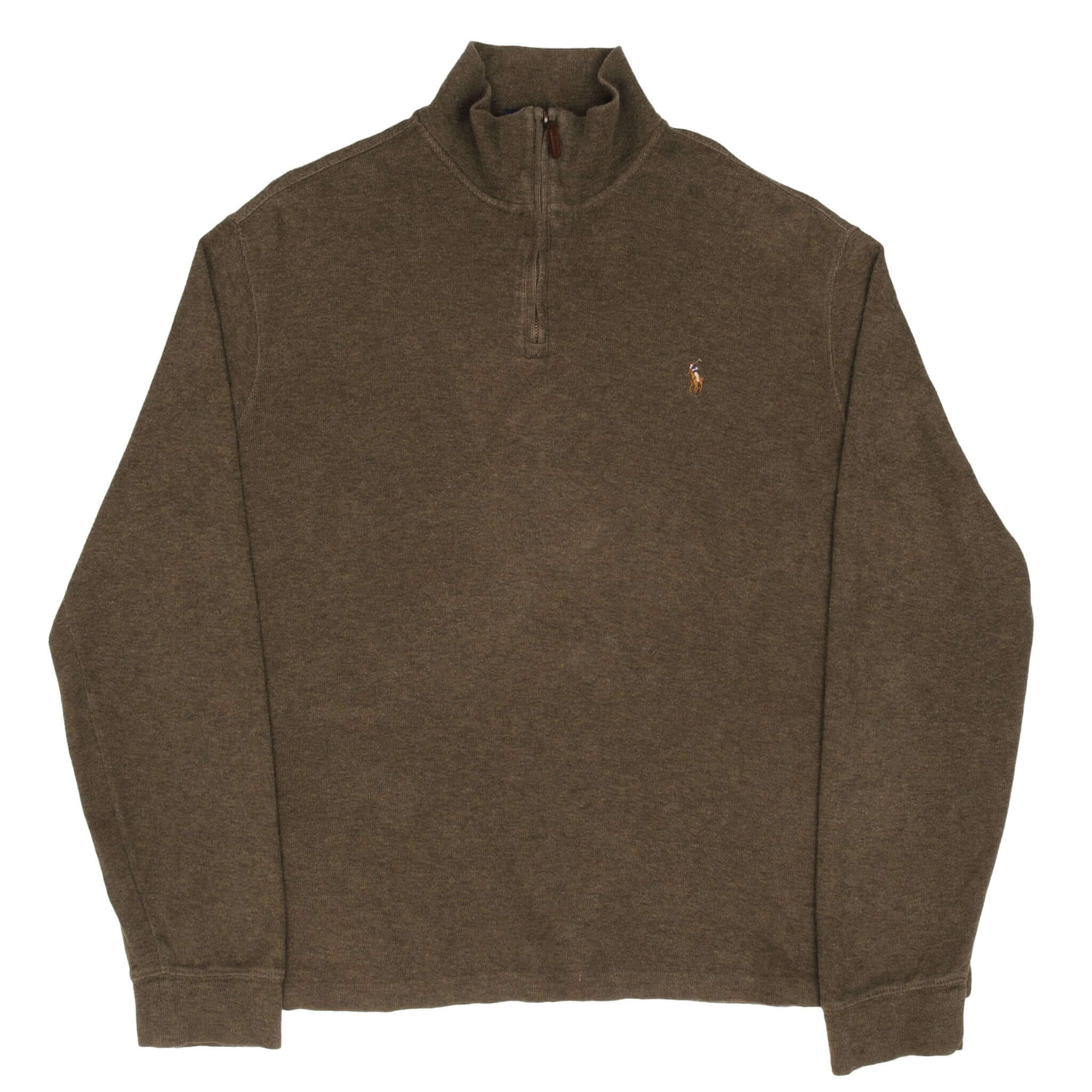 Ralph Lauren Men's Olive Green Quarter Zip Sweater - Size Large - Casual & Office Wear for Men