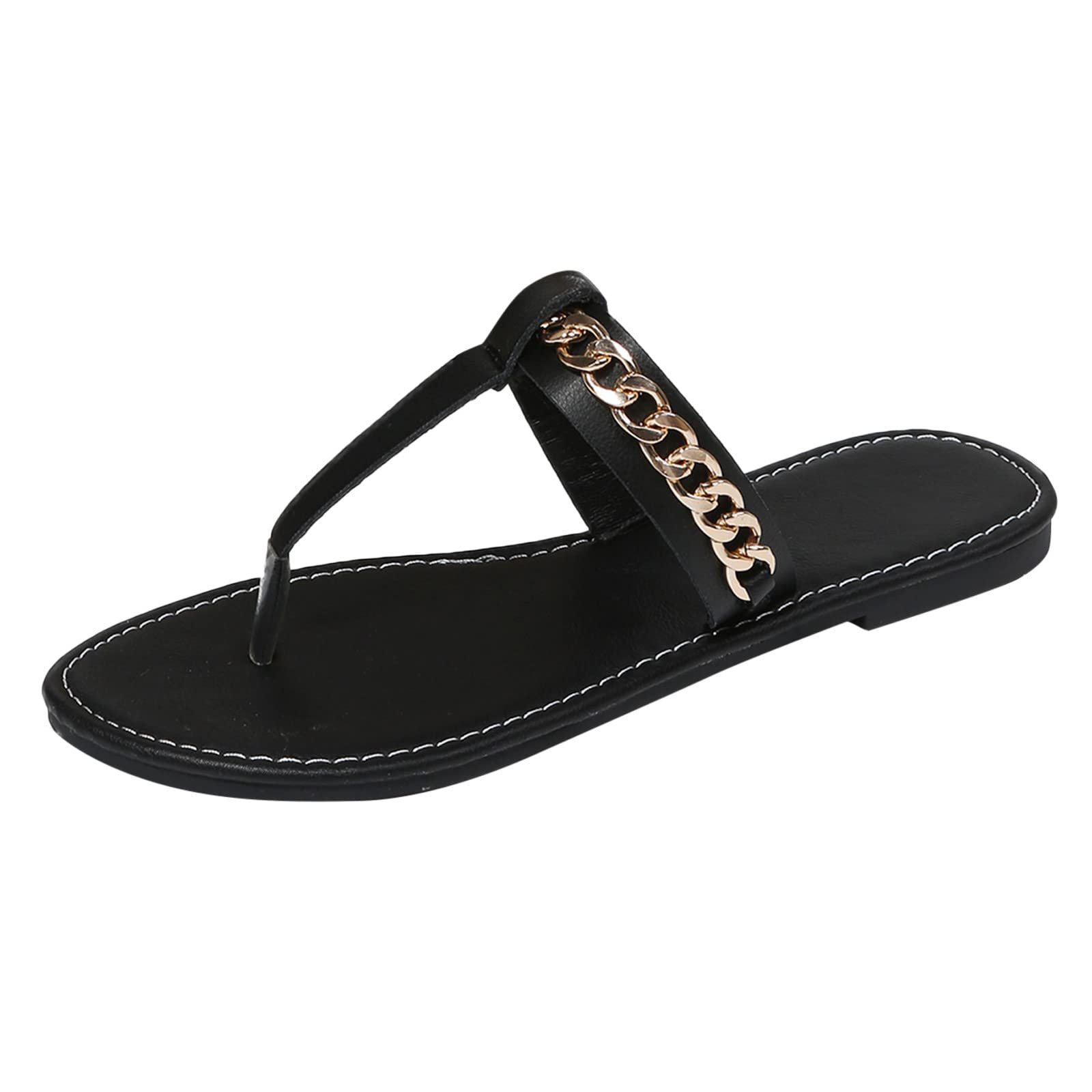 Women's Bohemian Black Flip Flops - Summer Casual Flat Sandals for Beach, Dressy Outfits & Everyday Wear | Comfortable Thong Sandals for Women
