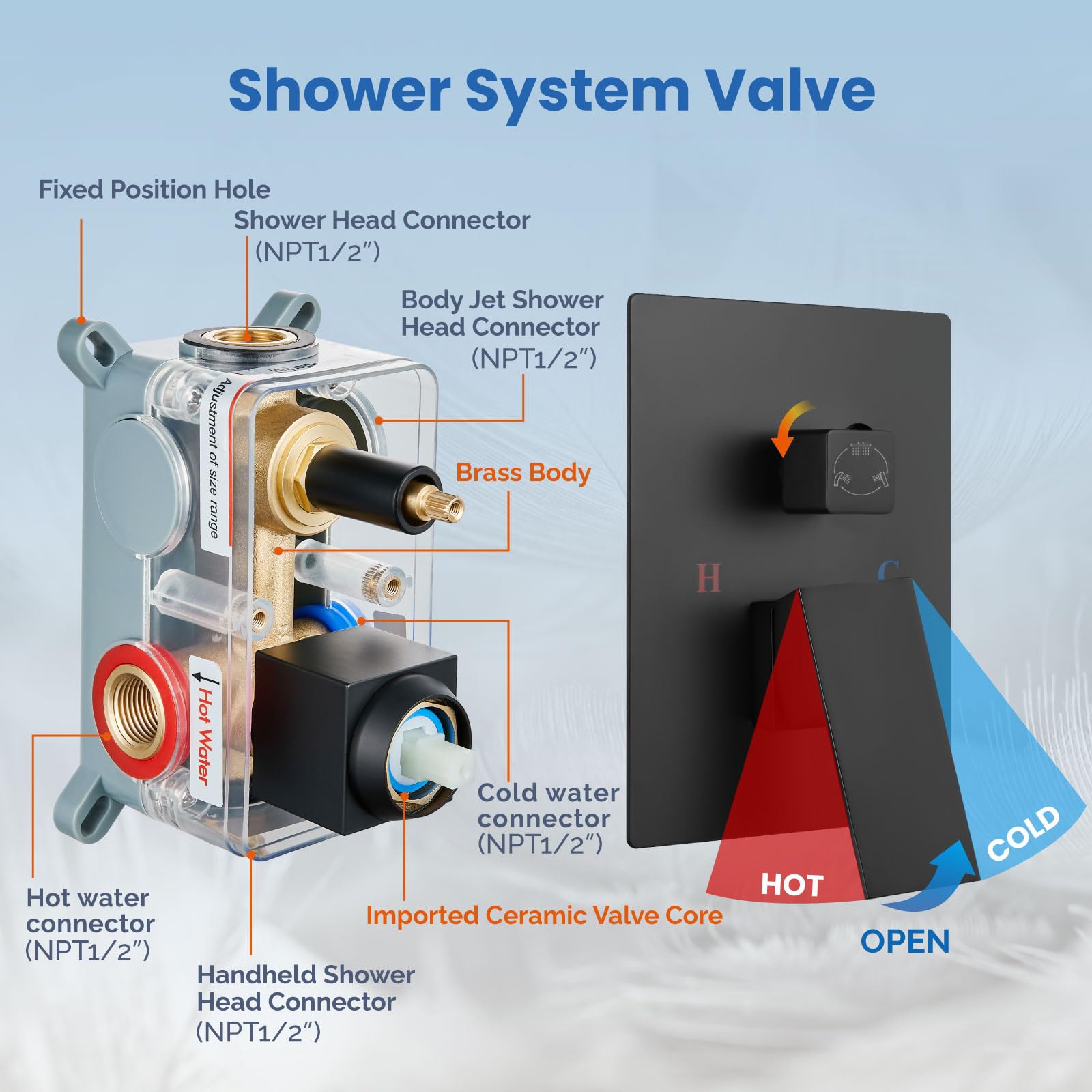 Airuida Matte Black Ceiling Mount Shower System Set - 12 Inch SUS304 Rainfall Shower Head with 6 Body Spray Jets, Brass Handheld Rain Mixer for Full Body Shower Experience | Perfect for Modern Bathroom Renovation & Spa-Like Relaxation
