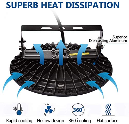 UFO LED High Bay Lights 50W 10000LM - 6000K-6500K Daylight White Ultra Thin Shop Light for Warehouse, Garage, Barn, Workshop, Gym, Factory & Retail Store Lighting