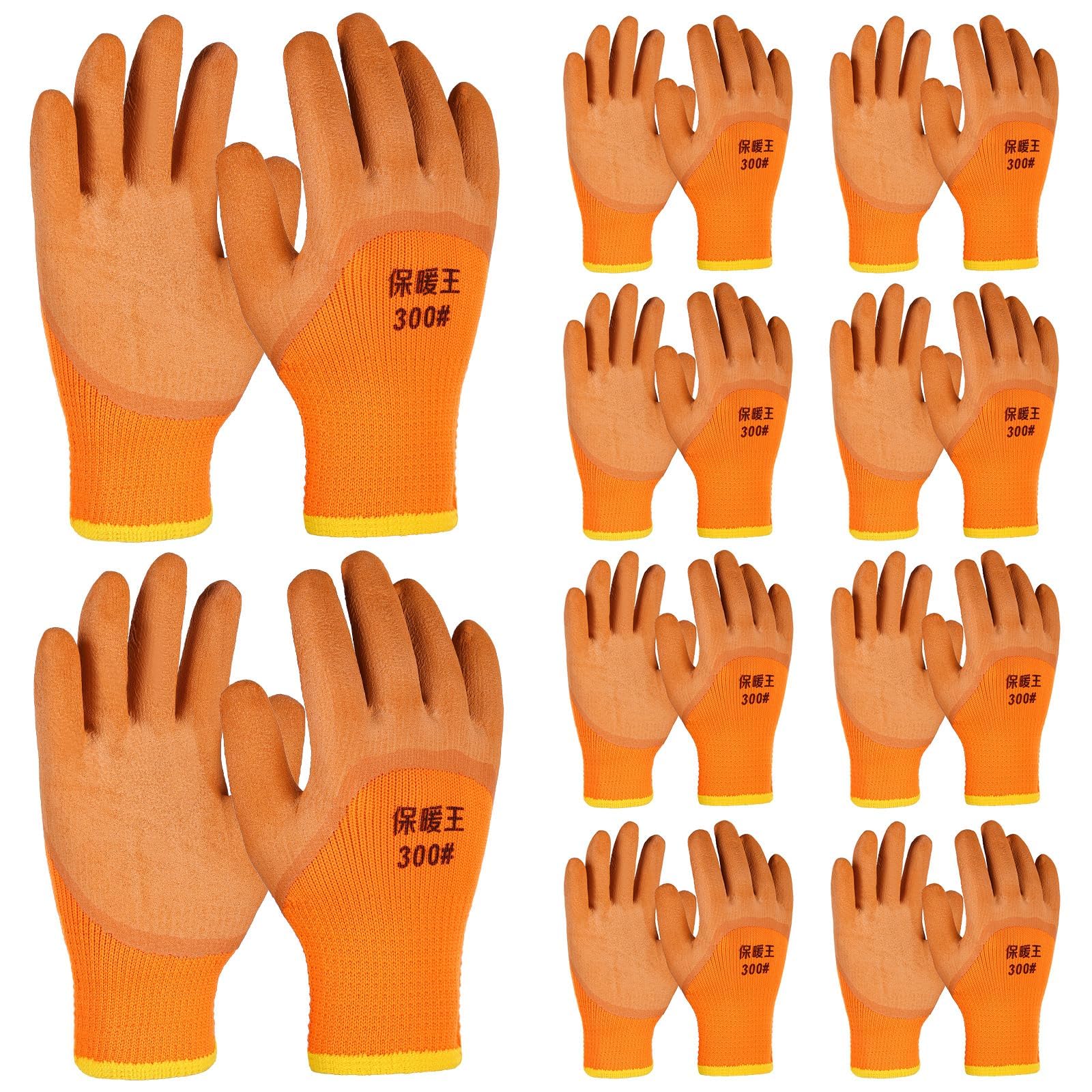 10 Pairs Waterproof Winter Work Gloves for Men - Thermal Insulated Freezer Gloves with Non-Slip Grip - Heavy Duty Cold Weather Gloves for Outdoor Work, Construction, and Snow Removal