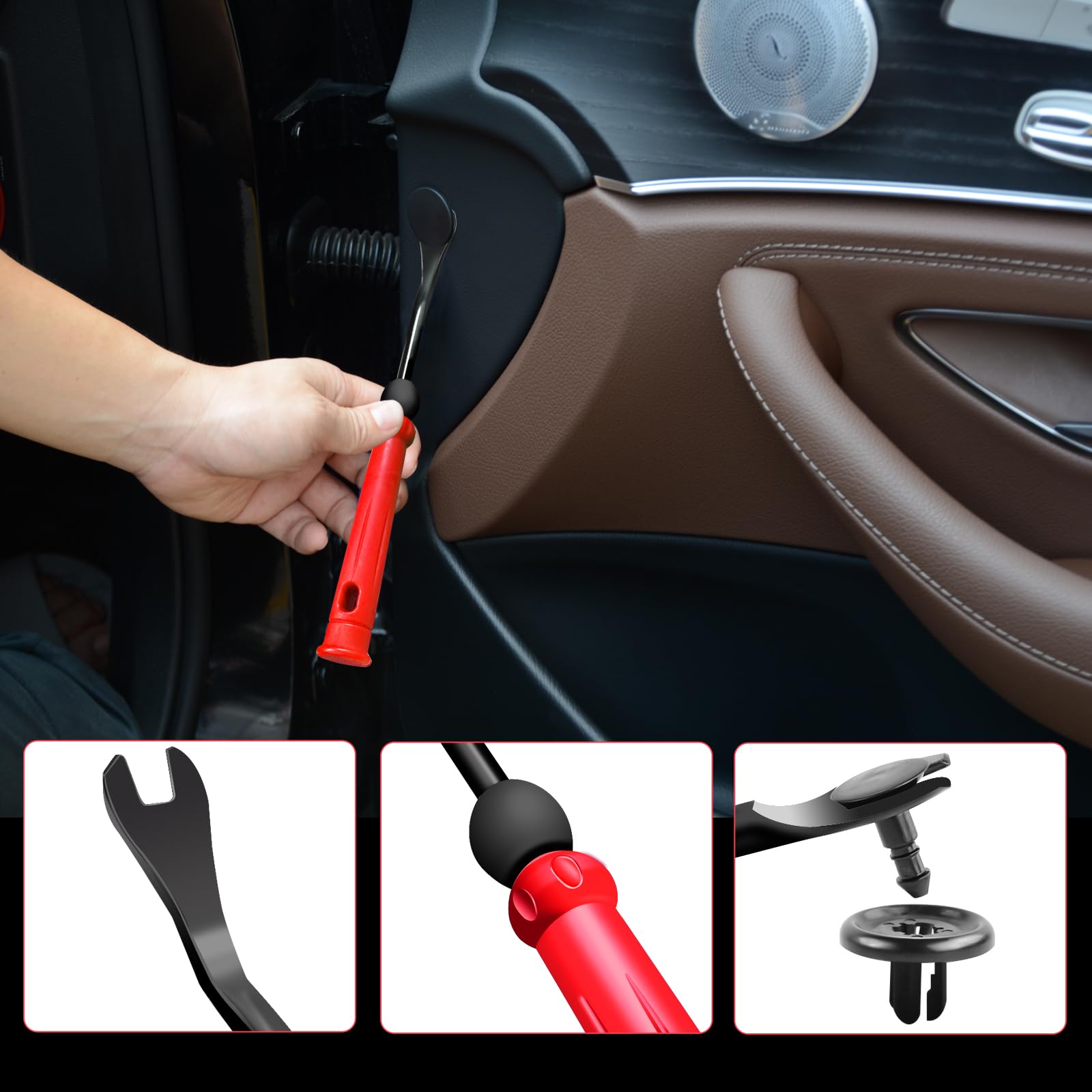 3-Piece Clip Pliers Set - Car Trim Removal Tool Kit for Fasteners, Push Pins & Clips | Dashboard & Door Panel Repair | Auto Interior Maintenance & DIY Projects
