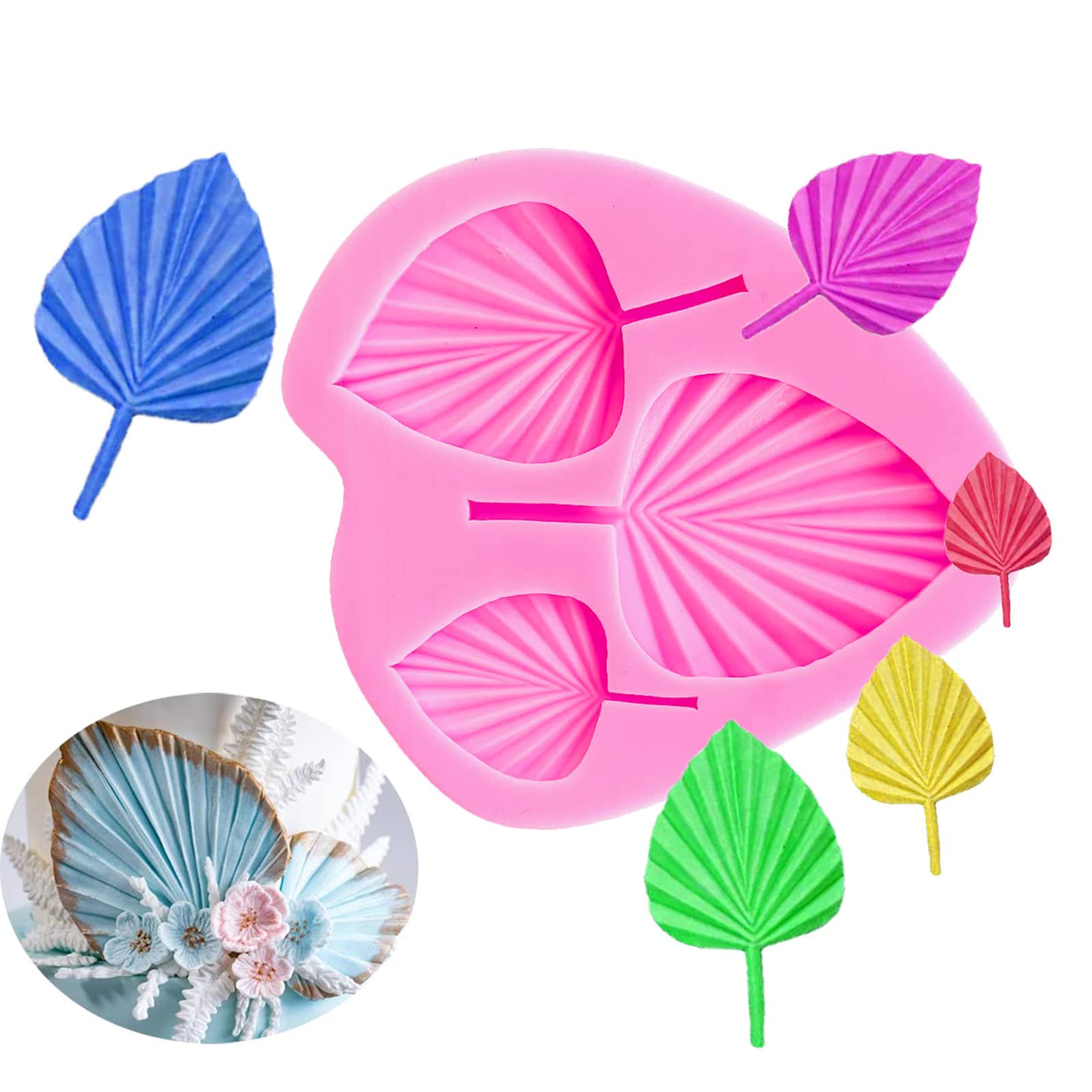 1PCS Fan Leaf Silicone Mold for Chocolate, Candy, Fondant - Palm Leaf Baking Mold for Cake Decorating, DIY Desserts, Party Treats & Wedding Cake Toppers