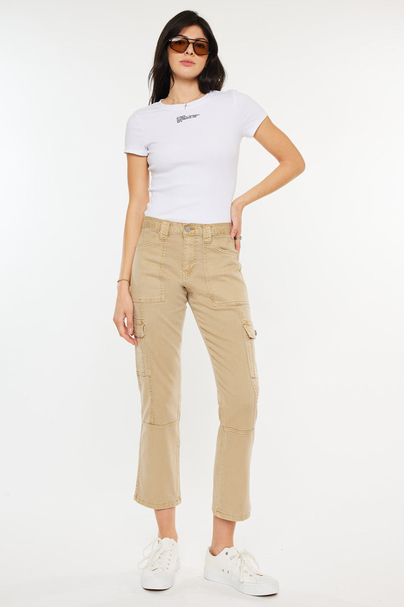Lavinia Women's High Rise Slim Straight Leg Cargo Pants - Stretch Comfort Fit for Work, Hiking & Casual Wear