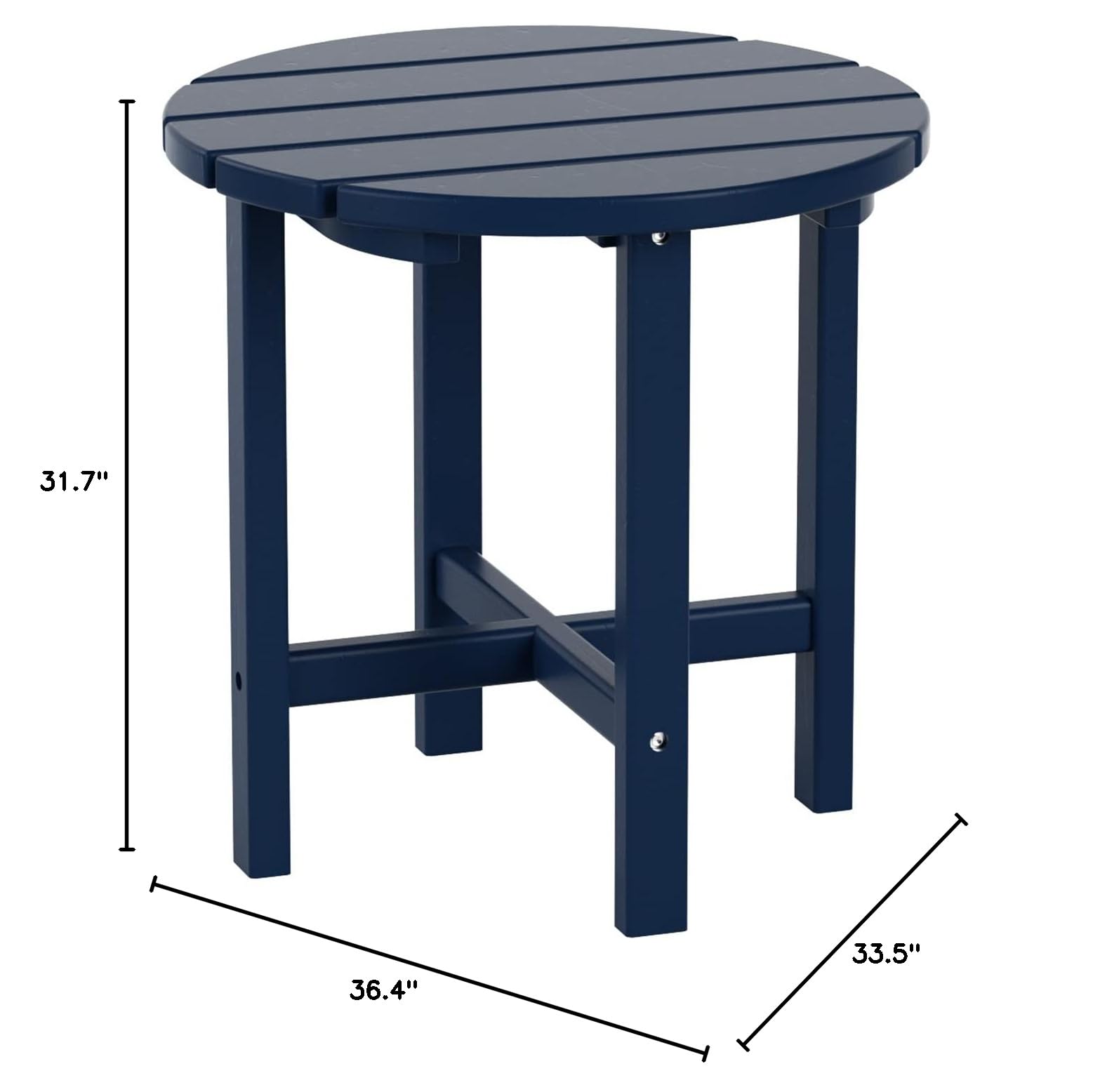2-Piece WO Home Outdoor Adirondack Chair Set with Side Table - Weather-Resistant Poly Lumber Traditional Retro Lounger for Beach, Patio, Garden & Backyard - Navy Blue - Perfect for Relaxing Outdoors