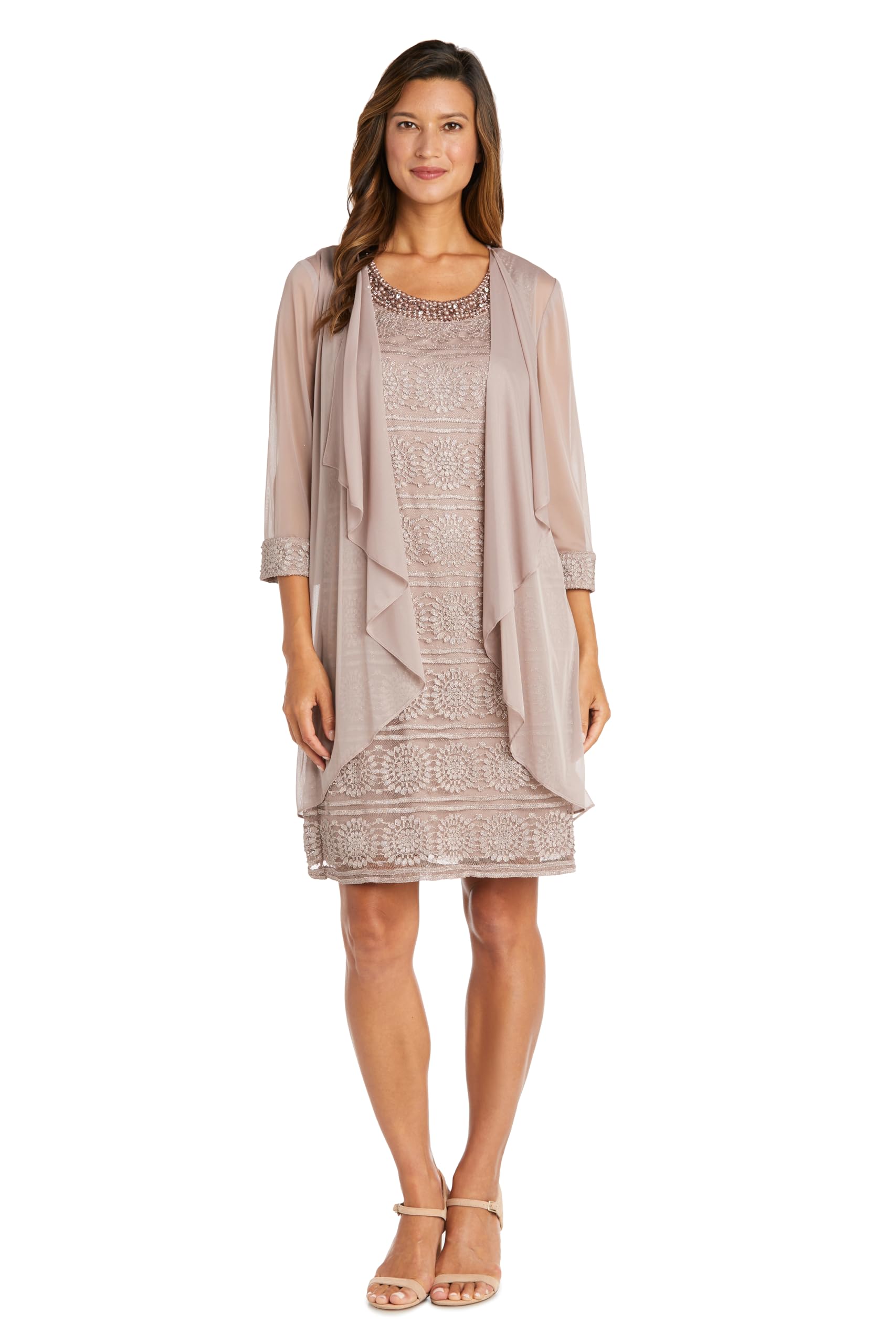 R&M Richards Women's Elegant Lace Jacket & Dress 2-Piece Set - Perfect for Weddings, Parties & Special Occasions