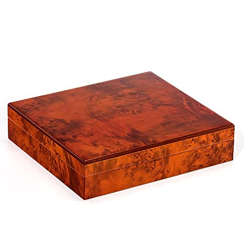 Premium Cedar Cigar Humidor Case with Hygrometer & Humidifier - 25 Cigar Capacity, Marble Texture, Removable Tray & Safety Lock - Perfect Cigar Accessories Gift for Men - Ideal for Home, Office & Travel Use