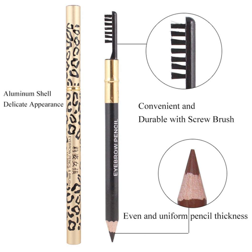1pc Waterproof Double-Sided Eyebrow Pencil with Brush - Long Lasting Leopard Print Brow Pen, Smudge-Proof Eye Makeup (Light Brown) for Natural Everyday Look & Professional Makeup Application