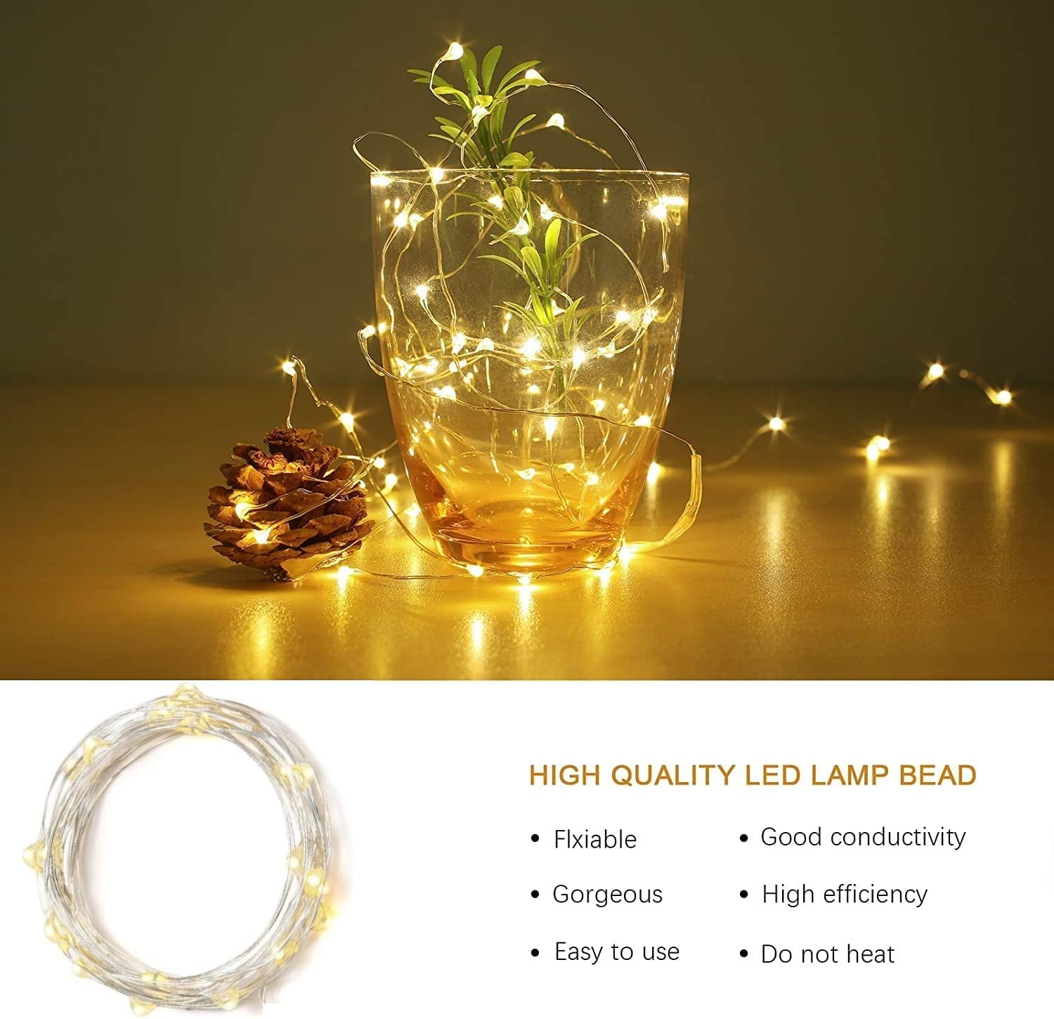 Battery Operated LED Fairy Lights - 2 Pack 50 LEDs String Lights with Timer for Bedroom, Christmas Tree, Wedding & Party Decorations | Perfect for Ramadan, Curtain Decor, and Cozy Ambiance