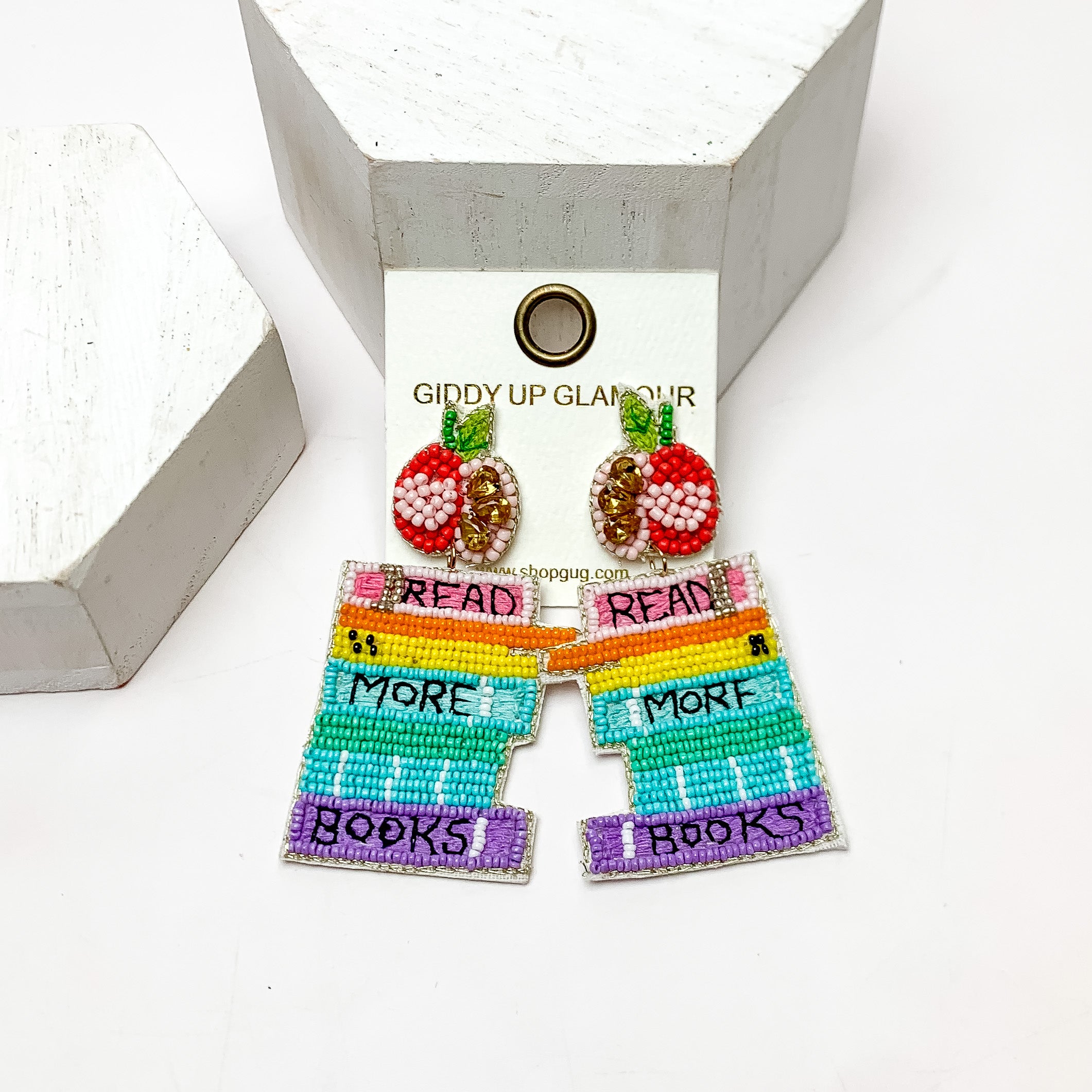 Colorful Beaded Earrings with Apple Posts for Women - Lightweight Dangle Earrings for Reading, Work, and Everyday Wear