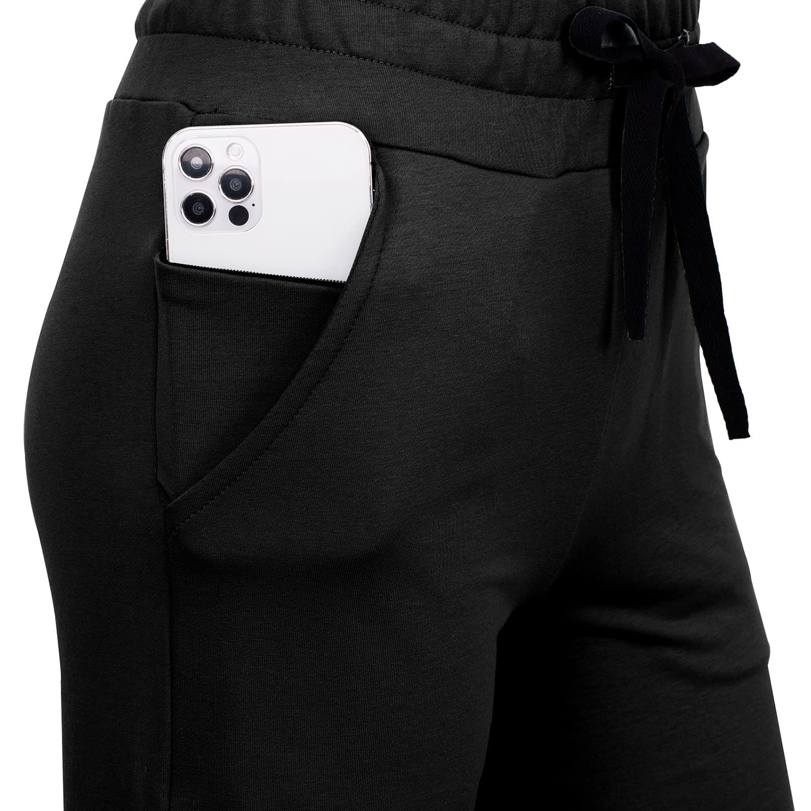 RESHE Women's Capri Yoga Pants - Loose Soft Comfortable Workout Sweatpants with Drawstring & Pockets for Yoga, Running, Gym, Lounge & Casual Wear