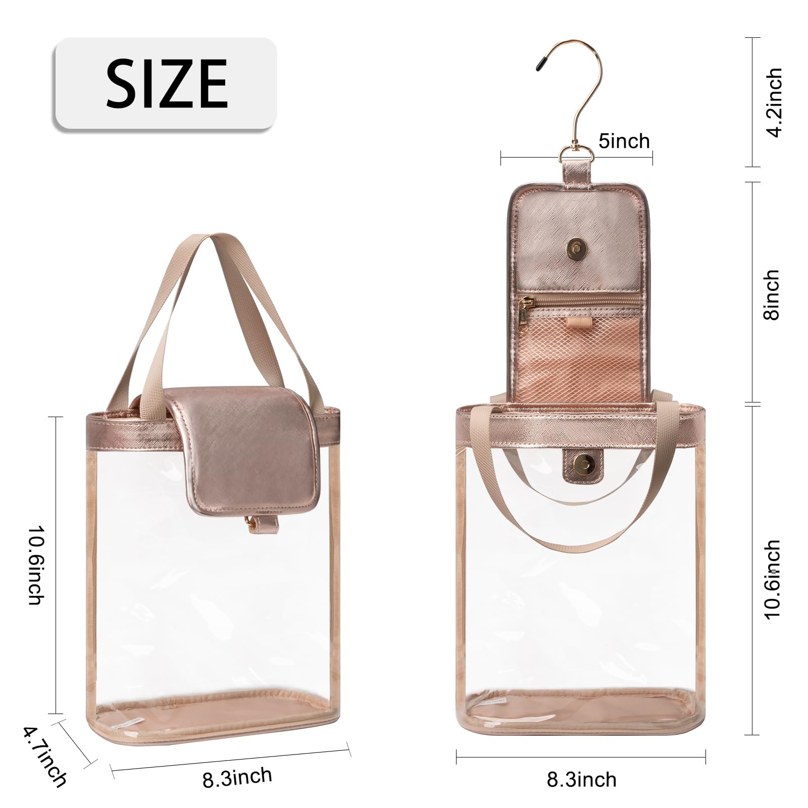Clear Hanging Toiletry Bag for Women & Men - Waterproof Travel Cosmetic Organizer with Transparent Makeup Pouch | Perfect for Bathroom, Gym, Camping & Air Travel | TSA Approved Shower Bag for Toiletries & Essentials