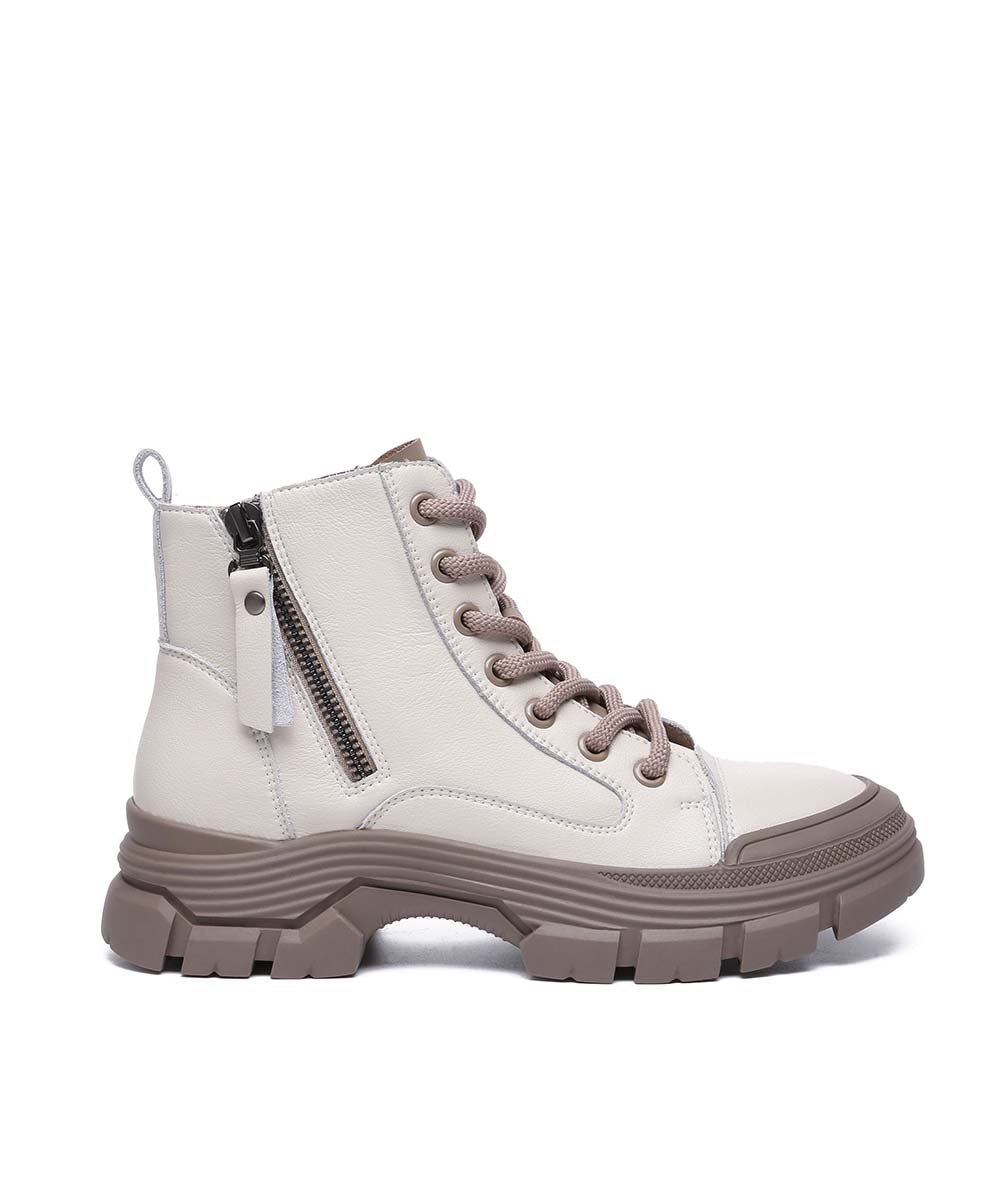 Women's Tall Leather Boots - Waterproof Ankle Booties for Winter, Fashionable Slip-Resistant Shoes for Women - Perfect for Outdoor Hiking, Casual Wear & Office
