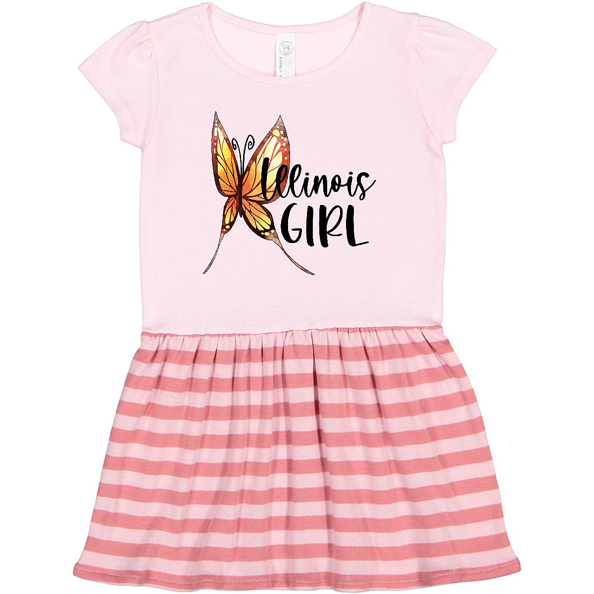Inktastic Illinois Girl Butterfly Toddler Dress - Cute Floral Print Baby Girl Outfit for Parties, Photos & Everyday Wear