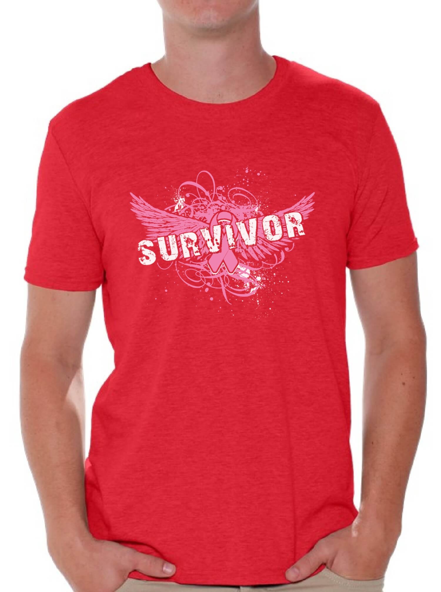 Survivor T-Shirt Pink Wings - Breast Cancer Awareness Shirt with Free Bookmark - Supportive Apparel for Survivors & Supporters