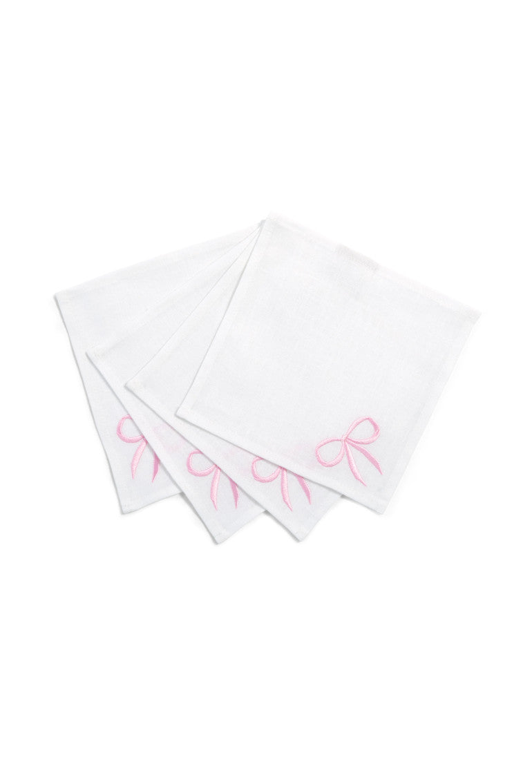 Elegant Bow Cocktail Napkins Set of 4 - Premium Quality Party Napkins for Weddings, Bridal Showers & Special Events