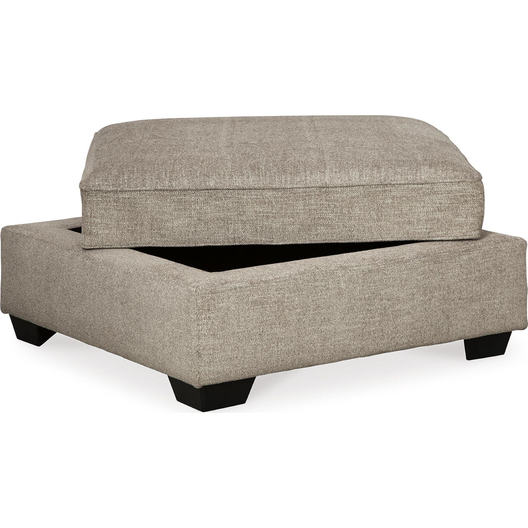 Bavarian Storage Ottoman with Lift Top - Extra Large Footrest Bench, Stone Gray Fabric - Perfect for Living Room, Bedroom, and Home Office Organization