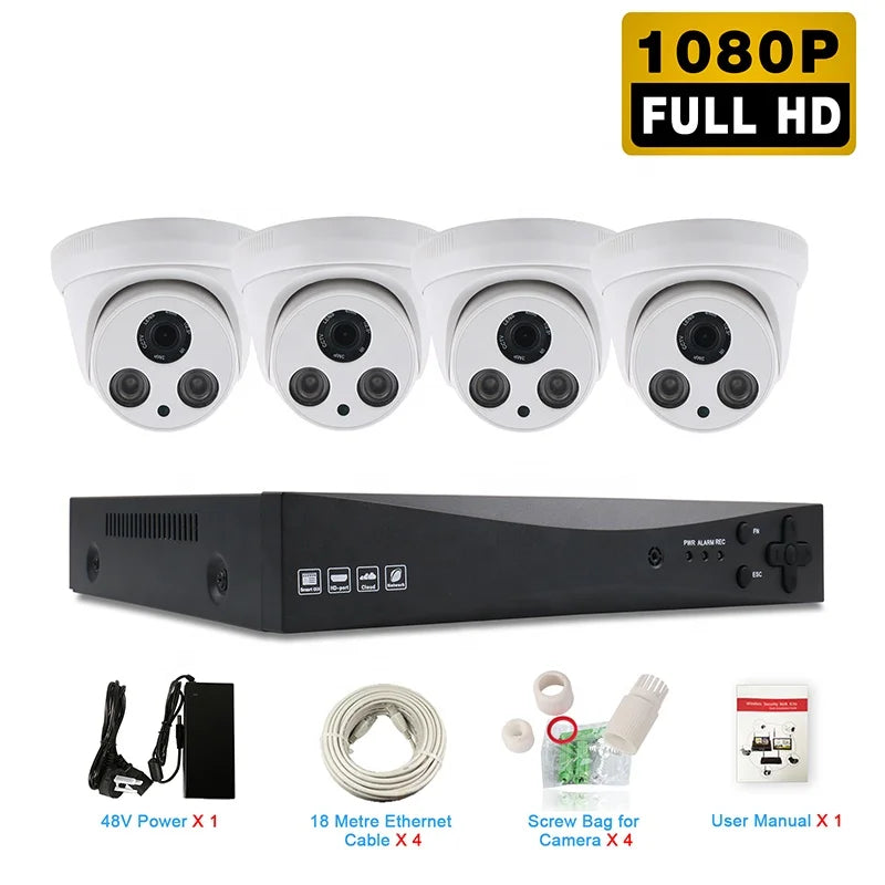 1080P HD CCTV Security Camera System - Indoor/Outdoor Surveillance with Night Vision & Motion Detection for Home & Business Security