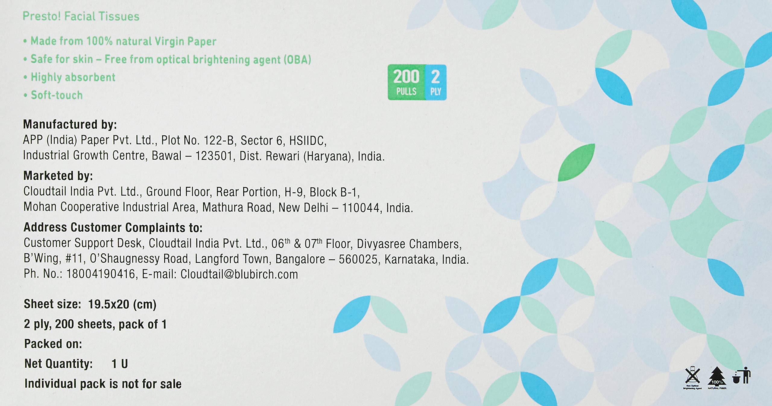 **Presto! 2-Ply Facial Tissues, 600 Count (3 x 200 Pulls) - Ultra Soft & Highly Absorbent, 100% Natural Virgin Cellulose Fiber - Perfect for Home, Office & Travel**