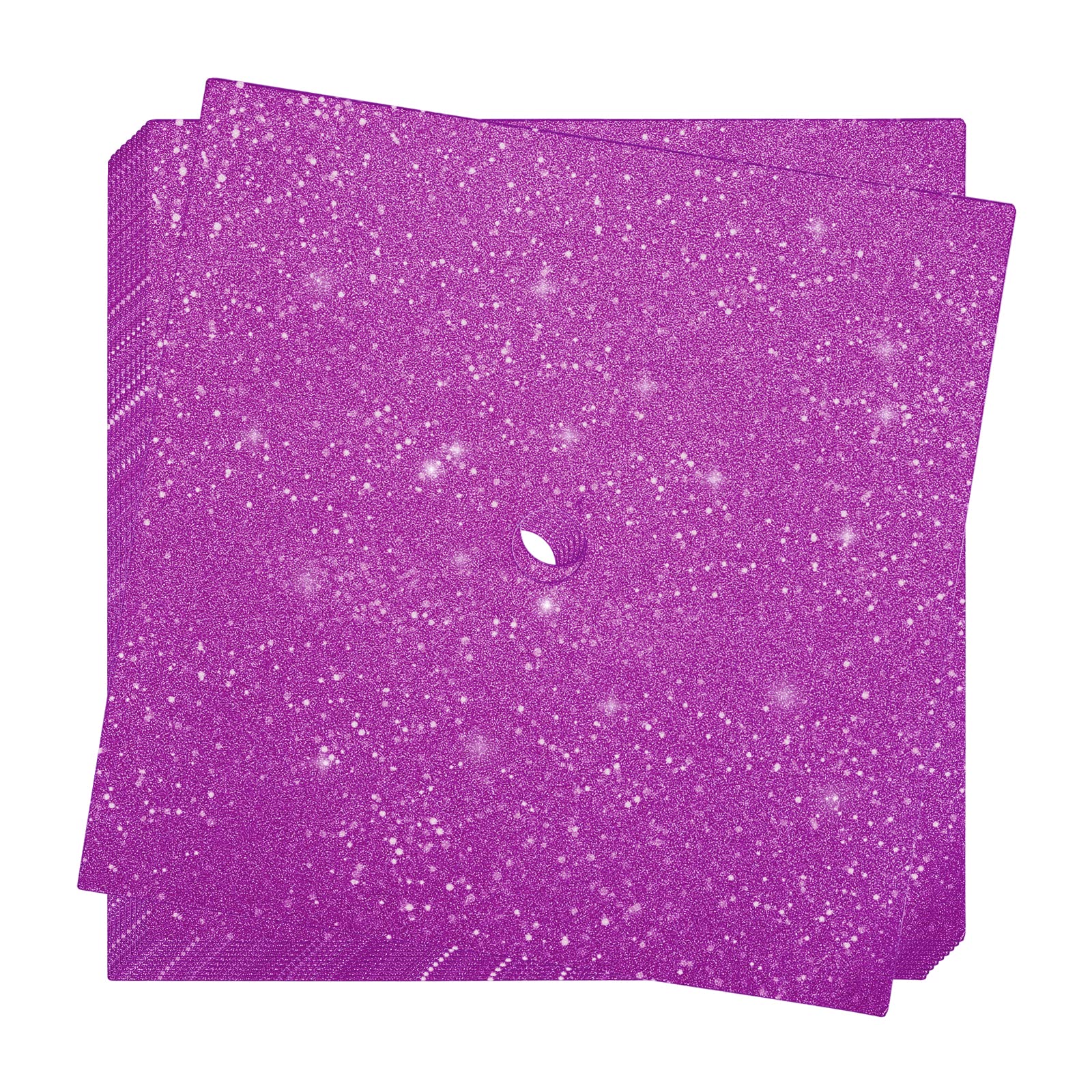 10-Pack Purple Glitter Graduation Cap Toppers - DIY Blank Graduation Cap Decorations for High School & College Graduation Parties, Commencement Ceremonies and Photo Props