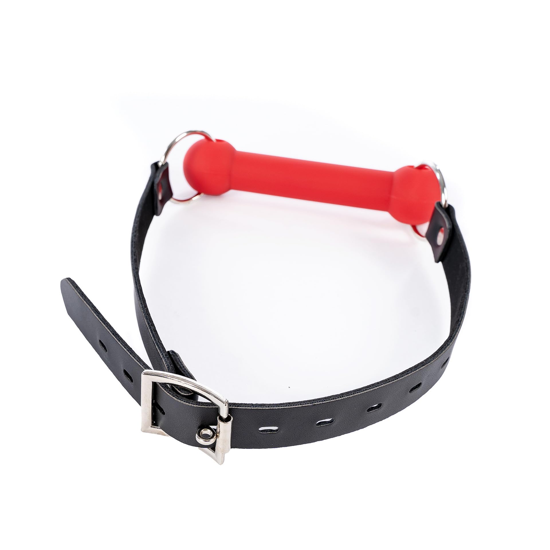 Adjustable Elastic Bondage Restraints - Open Mouth Silicone Bar Gag Muzzle for BDSM & Couples Play - Red Bite Gag for Sensory Deprivation & Role Play Scenes