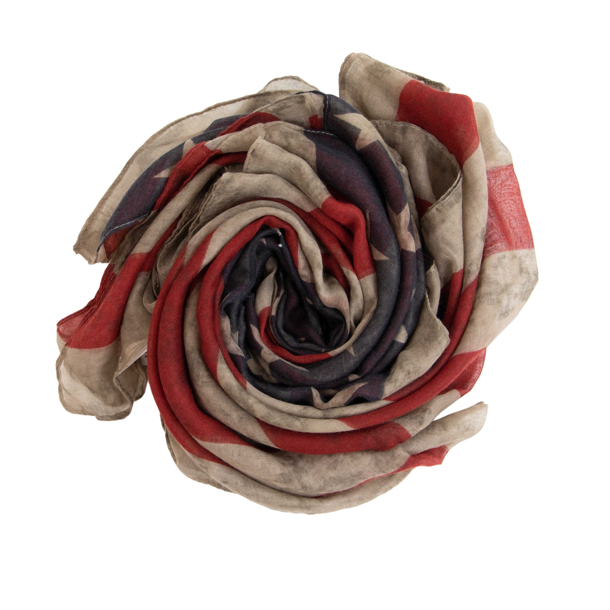 Women's Distressed Woven American Flag Scarf - Stylish Patriotic Fashion Accessory for Everyday Wear, Outdoor Activities & Special Events