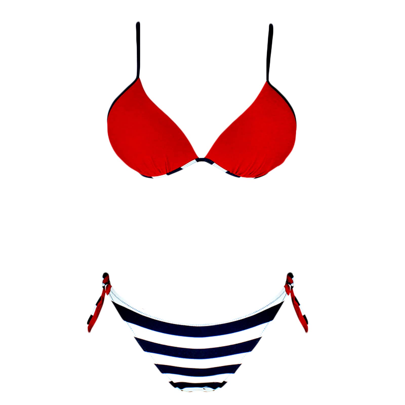 Sexy Women's Underwire Bikini Set - Striped Triangle Swimwear for Beach & Pool - Perfect for Summer Vacations, Swim Parties & Tropical Getaways