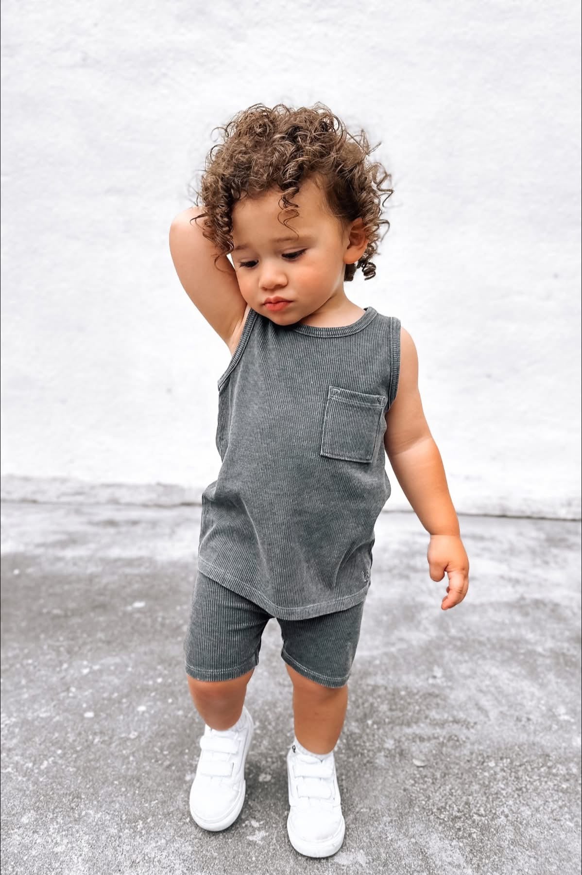 Acid Wash Ribbed Tank Top - Black | Women's Vintage Style Sleeveless Shirt for Casual Wear, Summer Outfits, and Layering