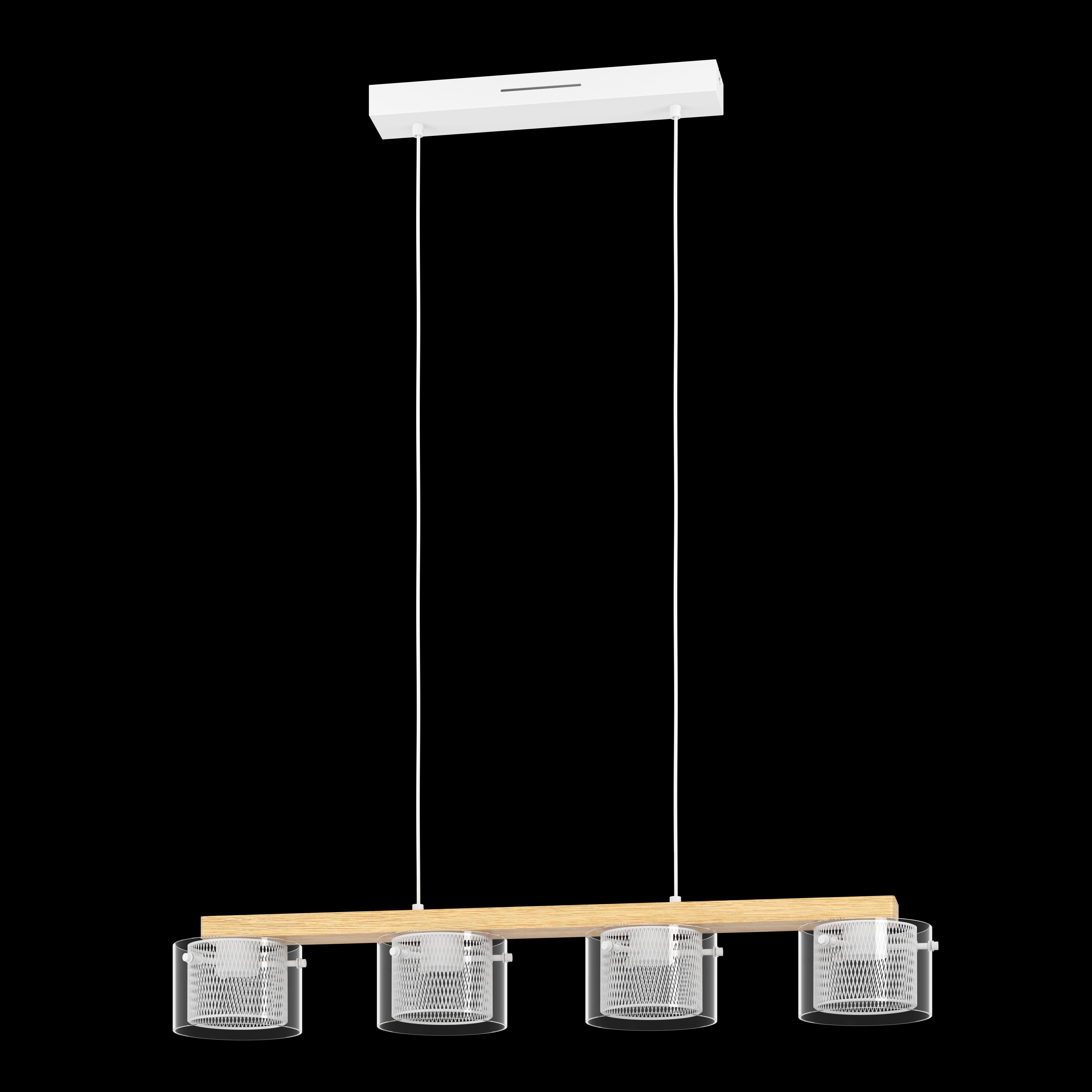 Eglo Connect Portico Z Smart LED Wood Beam & Glass Pendant Light - Modern Smart Home Lighting for Kitchen Island, Dining Room & Living Room