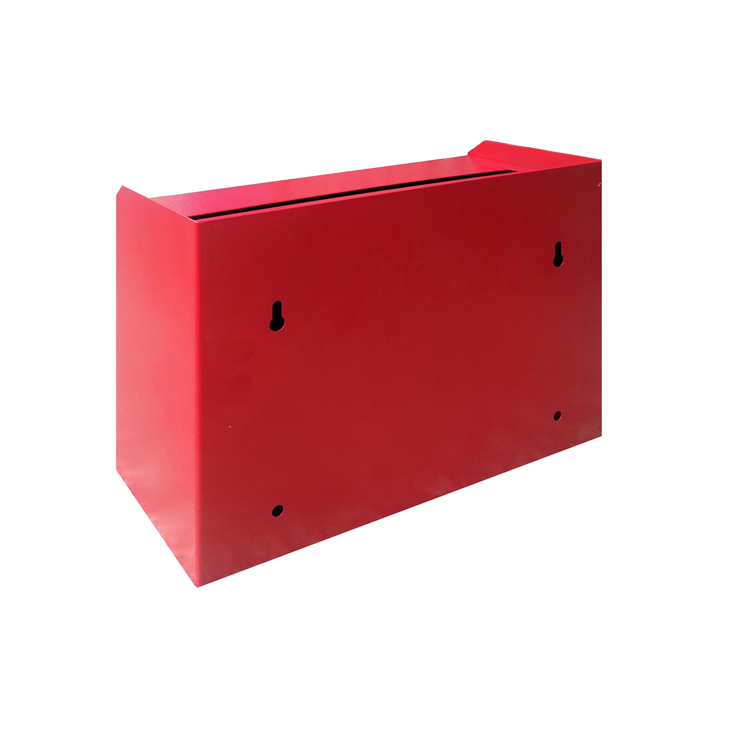 FixtureDisplays® Wall Mount Cash Box with Lock - Secure Desktop Donation Box for Fundraising, Mail & Suggestion Collection (Red) - Perfect for Churches, Schools, and Small Businesses