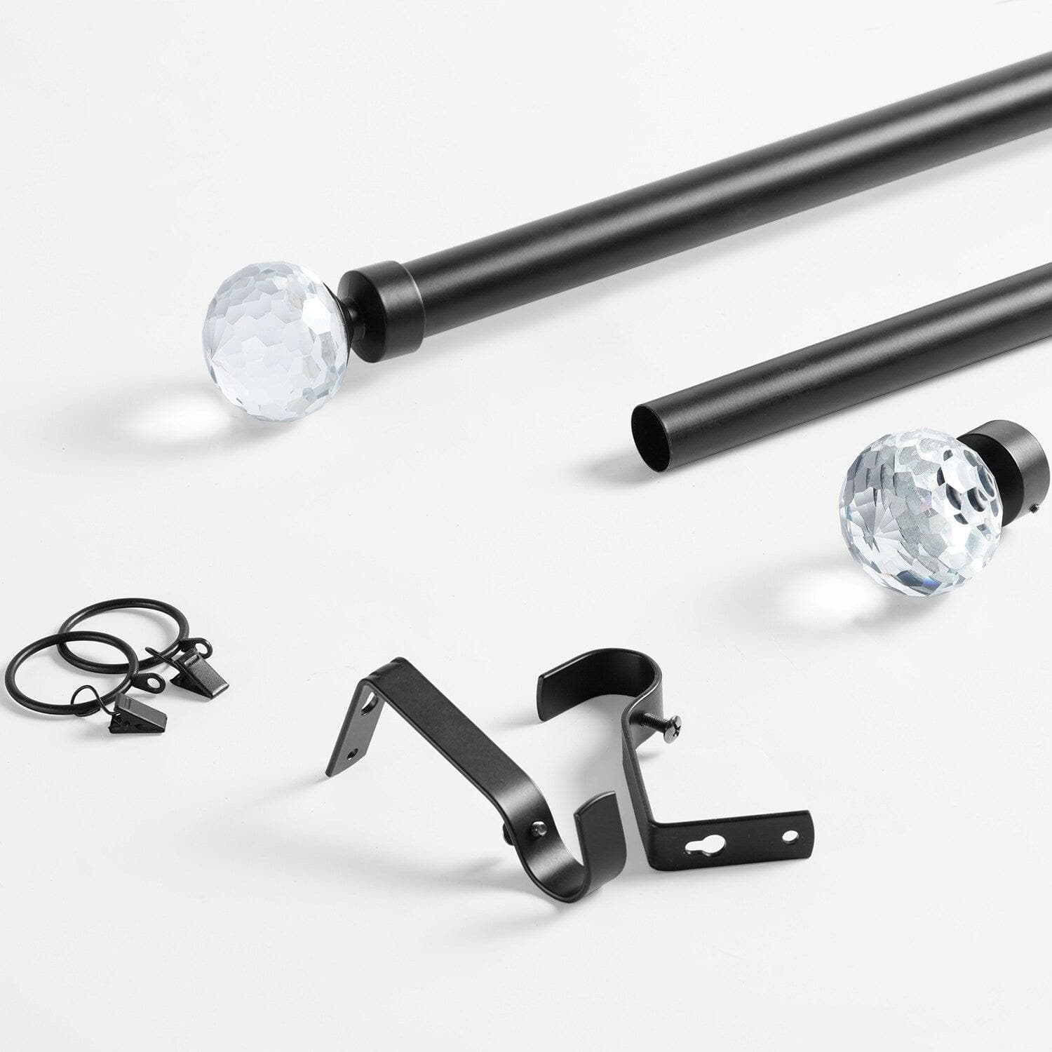 Matte Black Glass Sphere Prism with Extendable Metal Rod Set - Perfect for Photography Lighting, Home Decor & Creative Art Projects