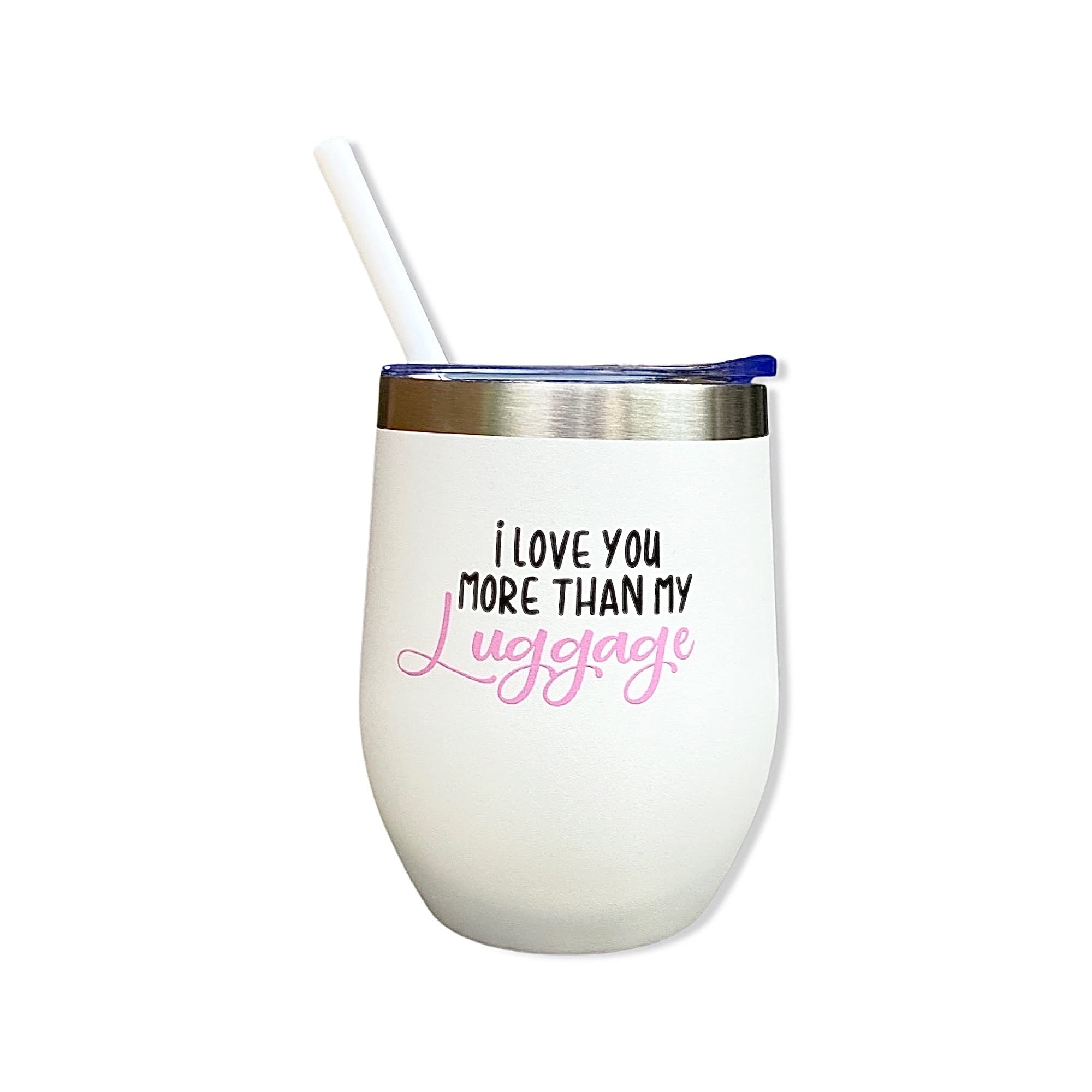 I Love You More Than My Luggage Tumbler - Steel Magnolias Inspired Gift, 90’s & 80’s Nostalgic Birthday Present, Durable 12 oz White Travel Mug for Coffee, Tea, and On-the-Go Adventures