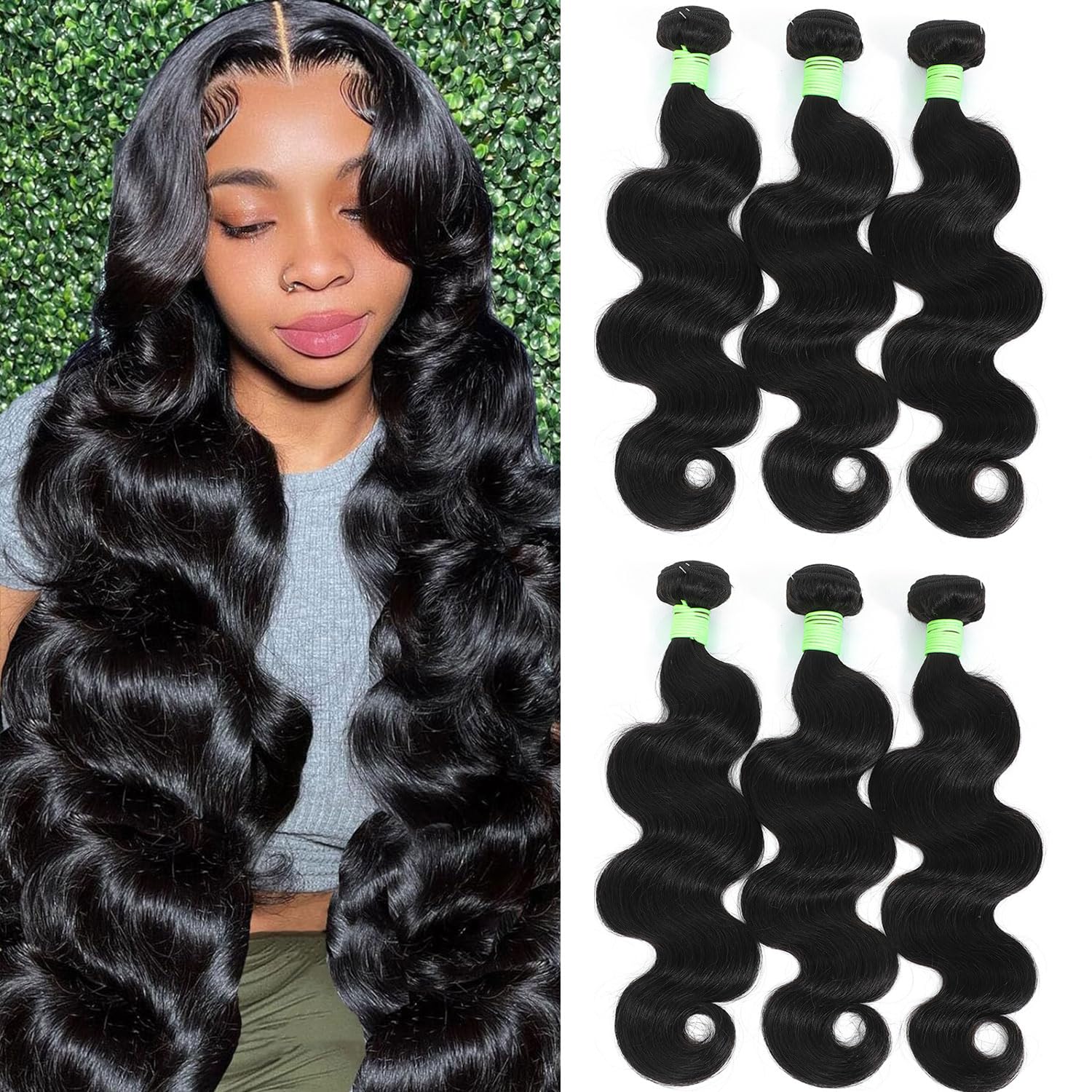 100% Unprocessed Brazilian Virgin Human Hair Bundles - Body Wave 16/18/20 Inch 12A Grade (3 Bundles) | Real Human Hair Extensions for Black Women | Natural Black | Perfect for Daily Styling, Special Occasions & Protective Hairstyles