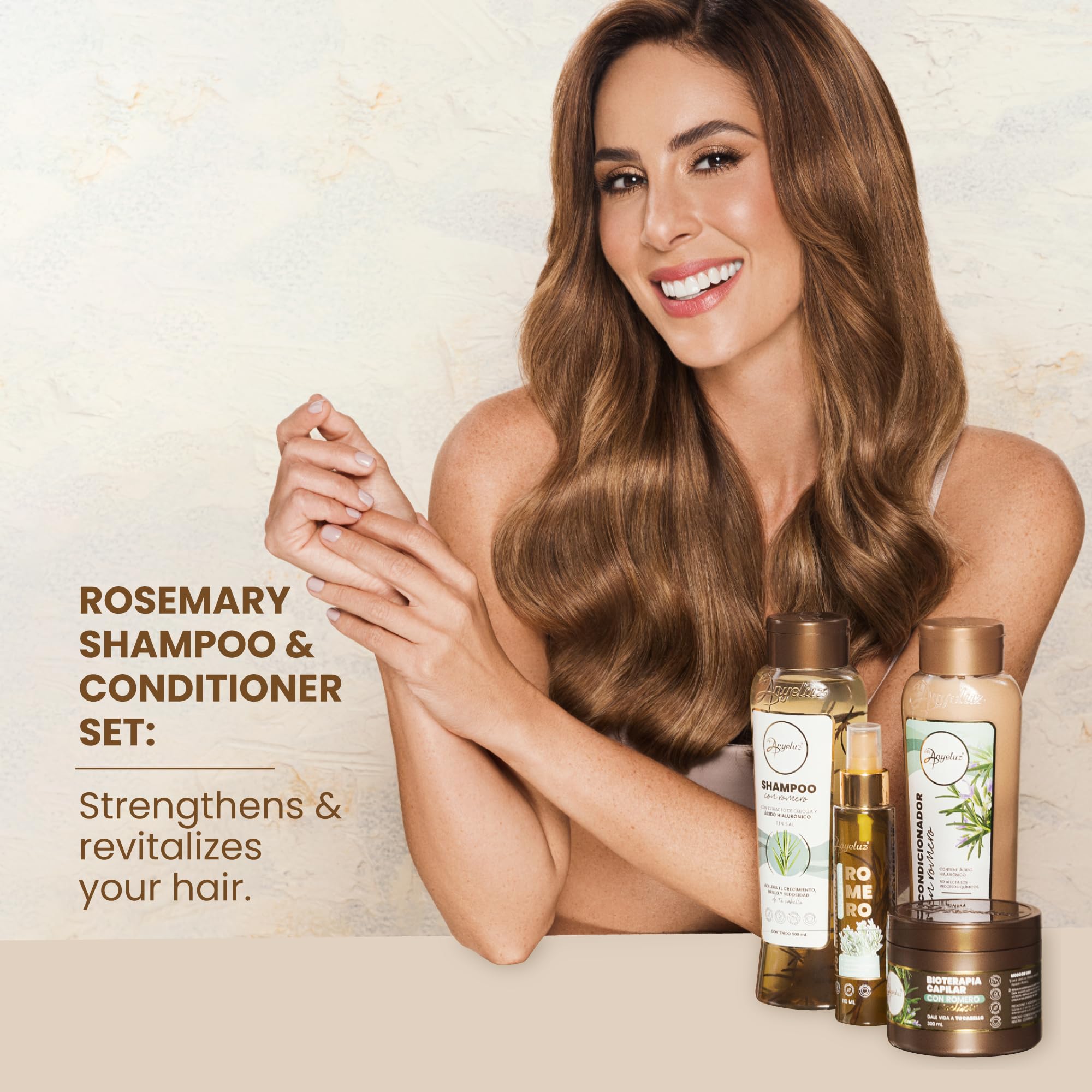 ANYELUZ Rosemary Shampoo and Conditioner Set with Hyaluronic Acid & Natural Extracts - Hair Strengthening & Hydrating Treatment for Shine & Vitality - Perfect for Dry, Damaged Hair & Scalp Care at Home