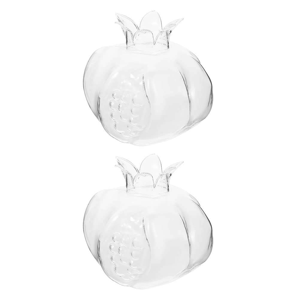 FOMIYES 2-Pack Glass Dried Flower Vases - Elegant Pomegranate Shape Transparent Home Decor for Wedding Centerpieces, Boho Room Decor & Gift Ideas