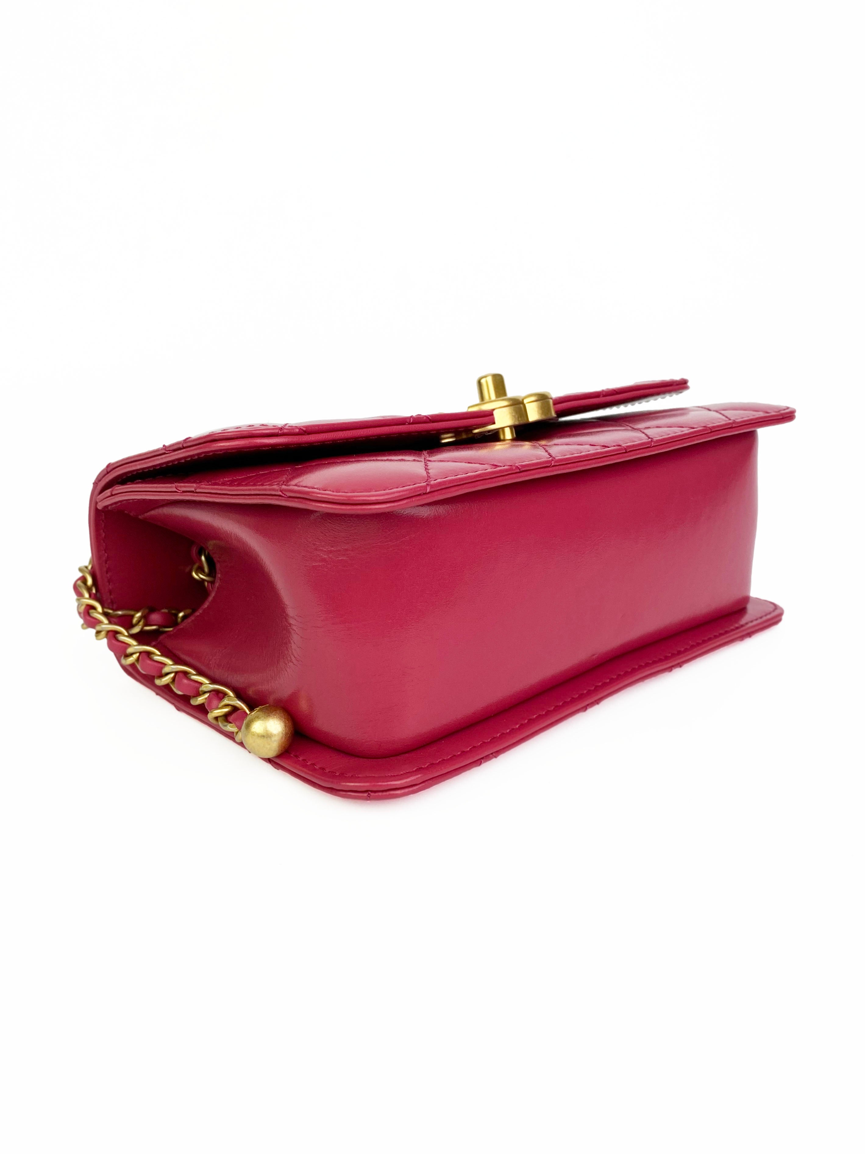 Chanel Mini Flap Bag in Deep Pink with Gold Ball Hardware - Elegant Crossbody Purse for Women, Perfect for Parties, Dates & Special Occasions