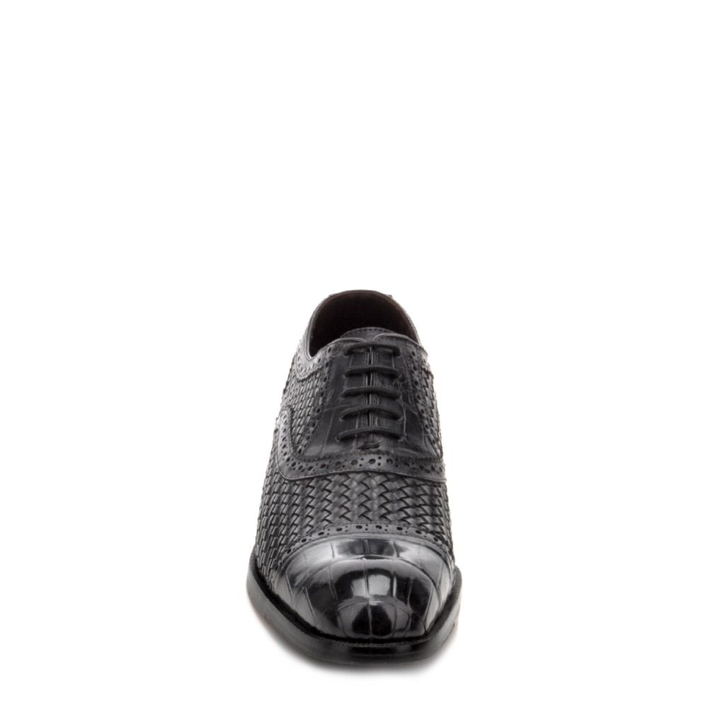**Men's Cuadra Gray Alligator Woven Oxford Cap Toe Dress Shoes – Premium Formal & Business Attire**    *(Use for weddings, business meetings, and elegant occasions)*