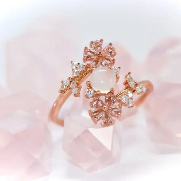 Cherry Blossom Ring for Women - Sterling Silver Floral Jewelry Gift for Her - Perfect for Spring Weddings, Anniversaries & Romantic Occasions