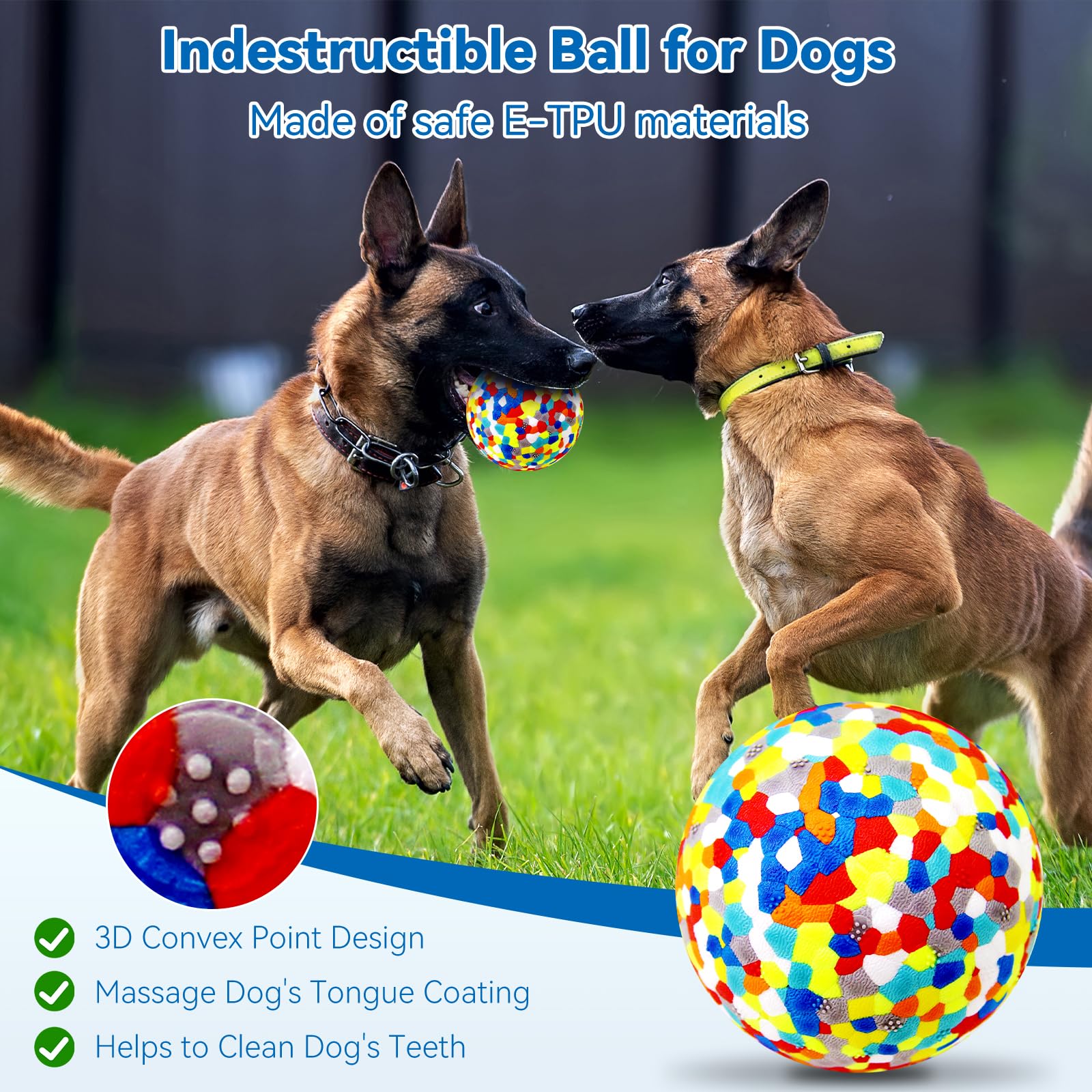 Indestructible Dog Ball for Aggressive Chewers - Tough Chew Toy for Large & Medium Breed Dogs, Bouncing Fetch Toy, Water-Resistant Dog Ball - Perfect for Outdoor Play, Training & Interactive Games