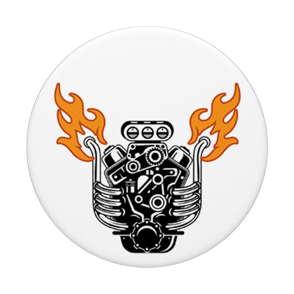 Hot Rod Engine Design PopSockets PopGrip - Interchangeable Phone Grip & Stand for iPhone, Samsung, Smartphones | Perfect for Car Enthusiasts, Road Trips & Hands-Free Use