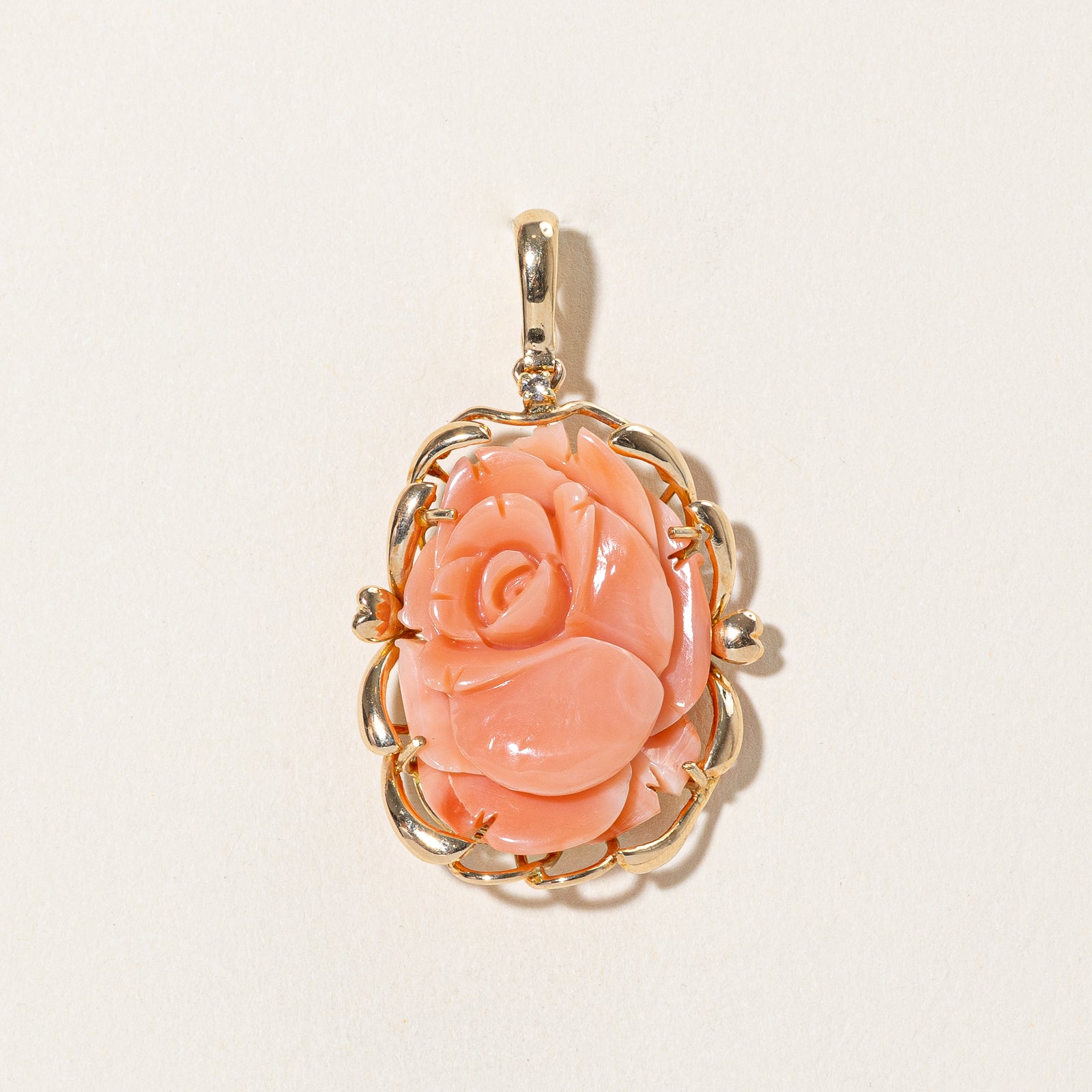 4.00ct Coral Flower Pendant Necklace - Handcrafted Natural Gemstone Jewelry for Women, Perfect for Weddings, Parties & Special Occasions