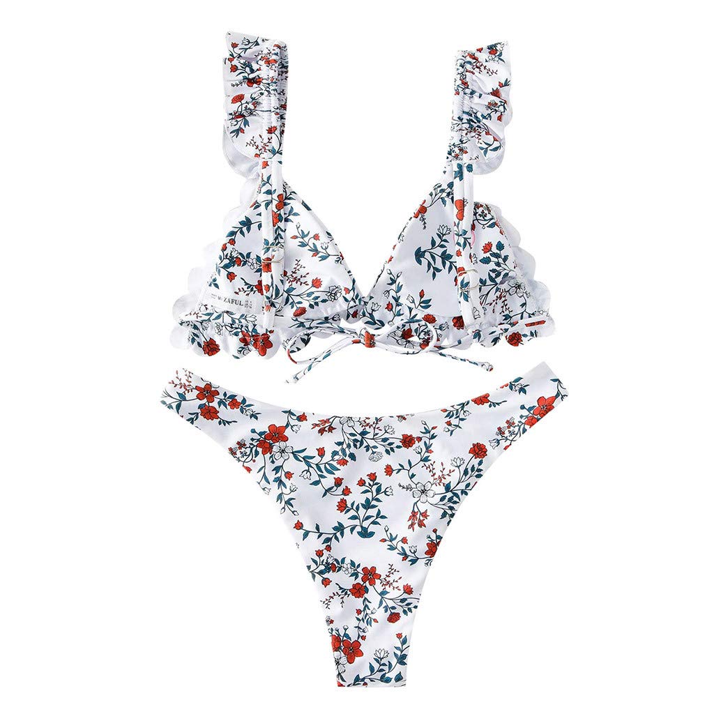 Women's Floral Print Bikini Set - High Waisted Swimwear with Cut-Out Neck Design for Beach, Pool & Summer Vacations